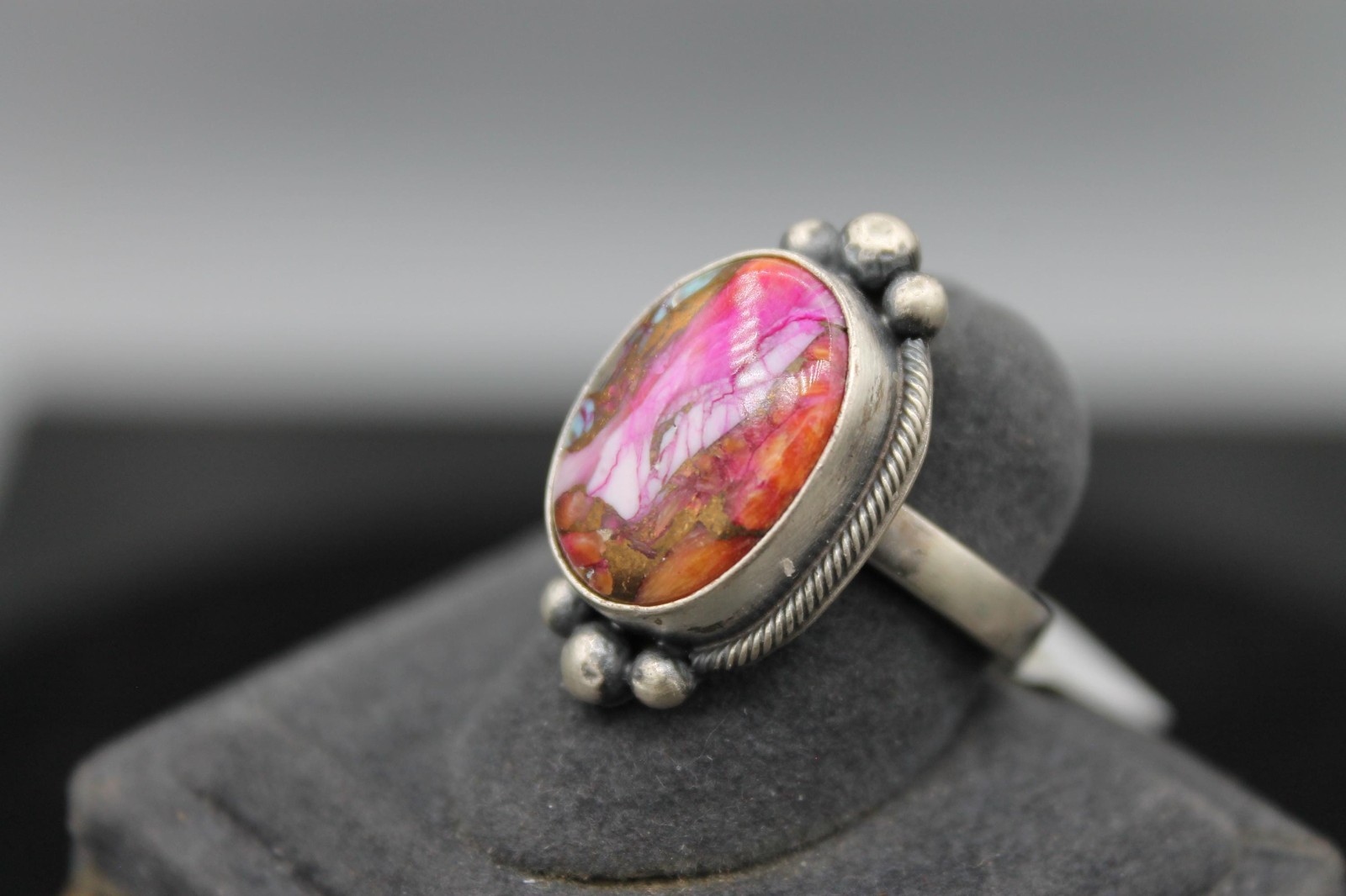 Pink Dahlia and Sterling Silver Ring size and pattern varies