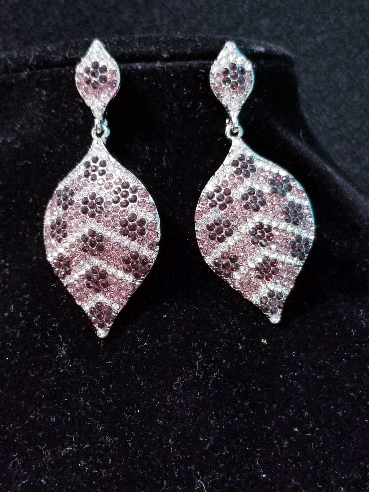 Chandelier Rhinestone Crystal Pageant Bridal Earrings Purple Drop Dangle 2.8 In