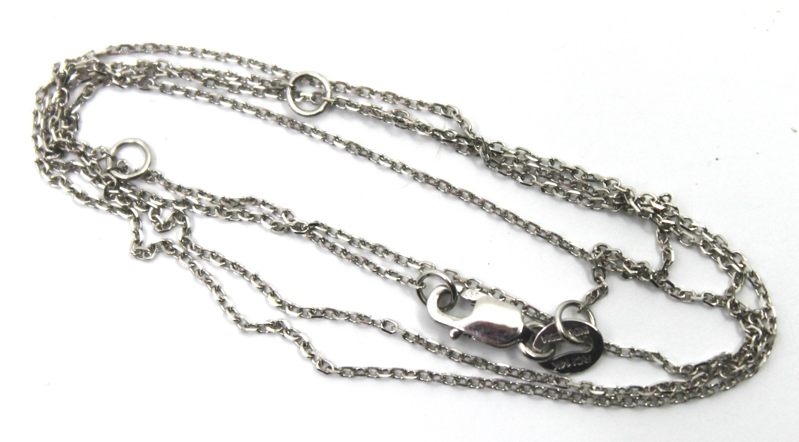 14K Solid White Gold Dainty Vine Cable Chain 0.7mm Thin Necklace 16 -18″in