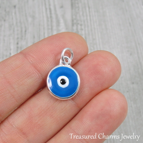 Silver and Blue Evil Eye Charm – Protection Talisman Amulet Pendant NEW