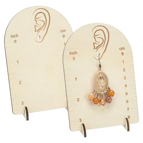 2 Pcs Earring Measurement Display Stand 3.5x2x5 Wood Ear Stud Stand 3.5x2x5″