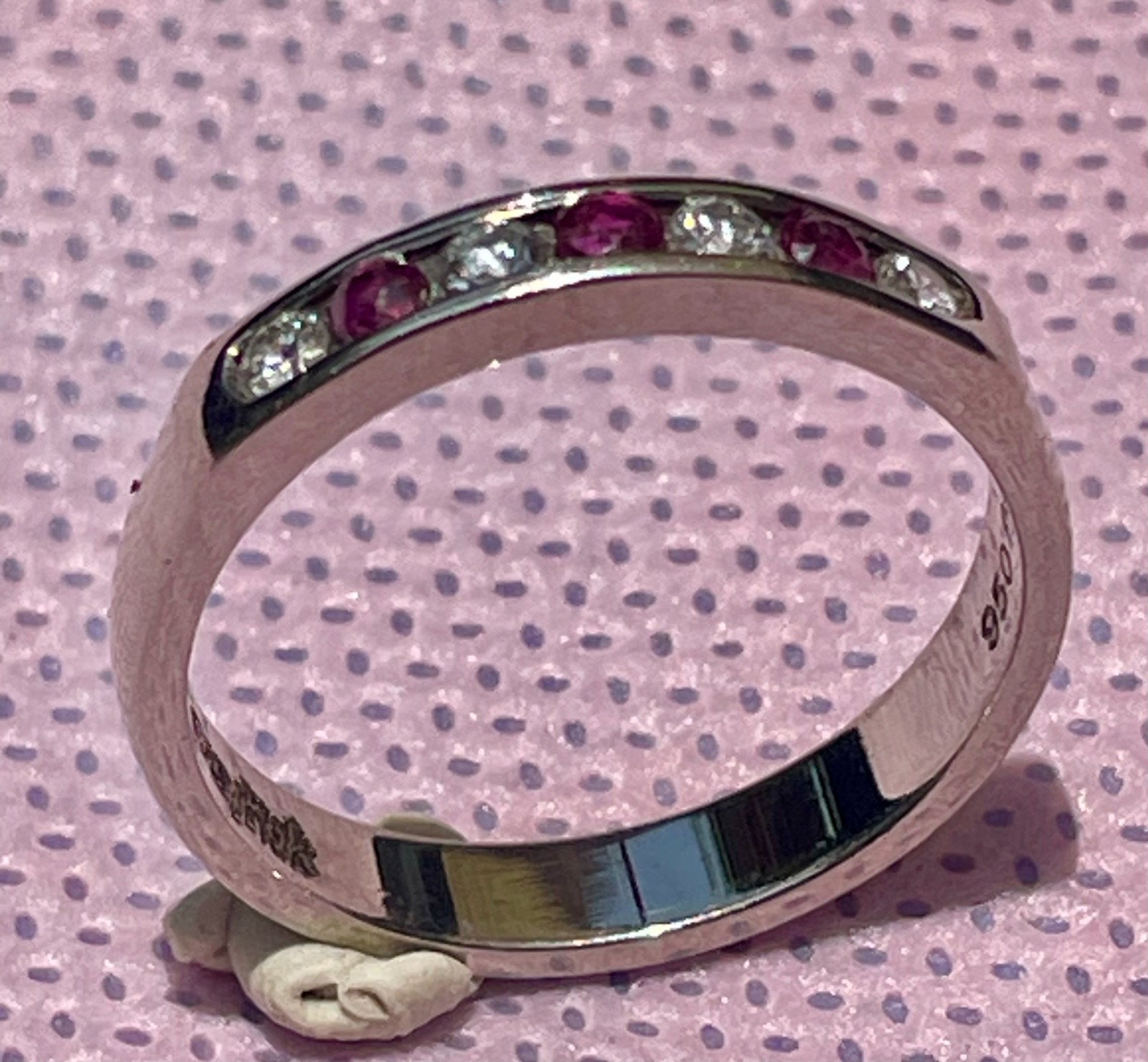 Beautiful PALLADIUM Ring with Rubies and Diamonds, Size 7, Very Rare Find & NEW!