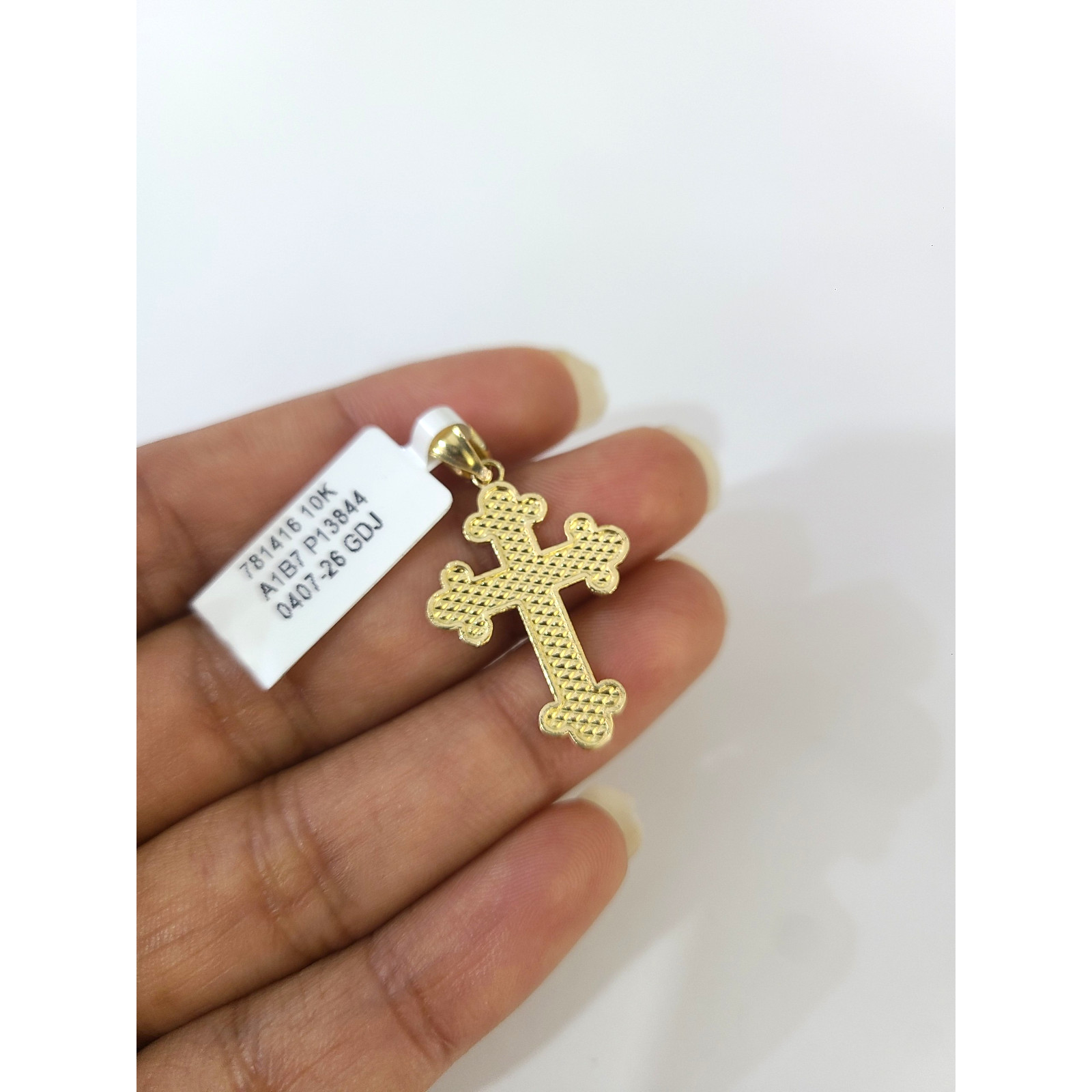 10K Gold Cuban Curb Link Chain Necklace Christ Cross Pendant Set 3mm 18″–24″