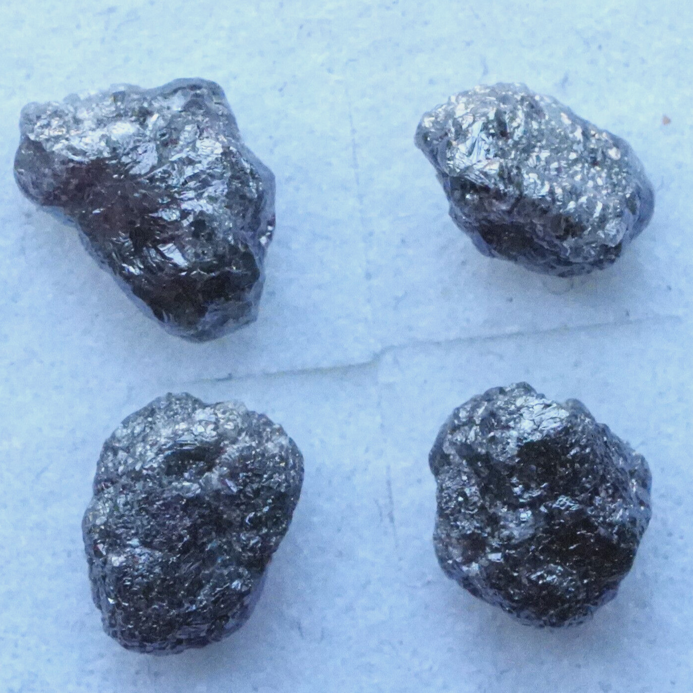 Natural BLACK Uncut Raw Premium African Loose Diamonds 4 PCS 1.00 Ctw