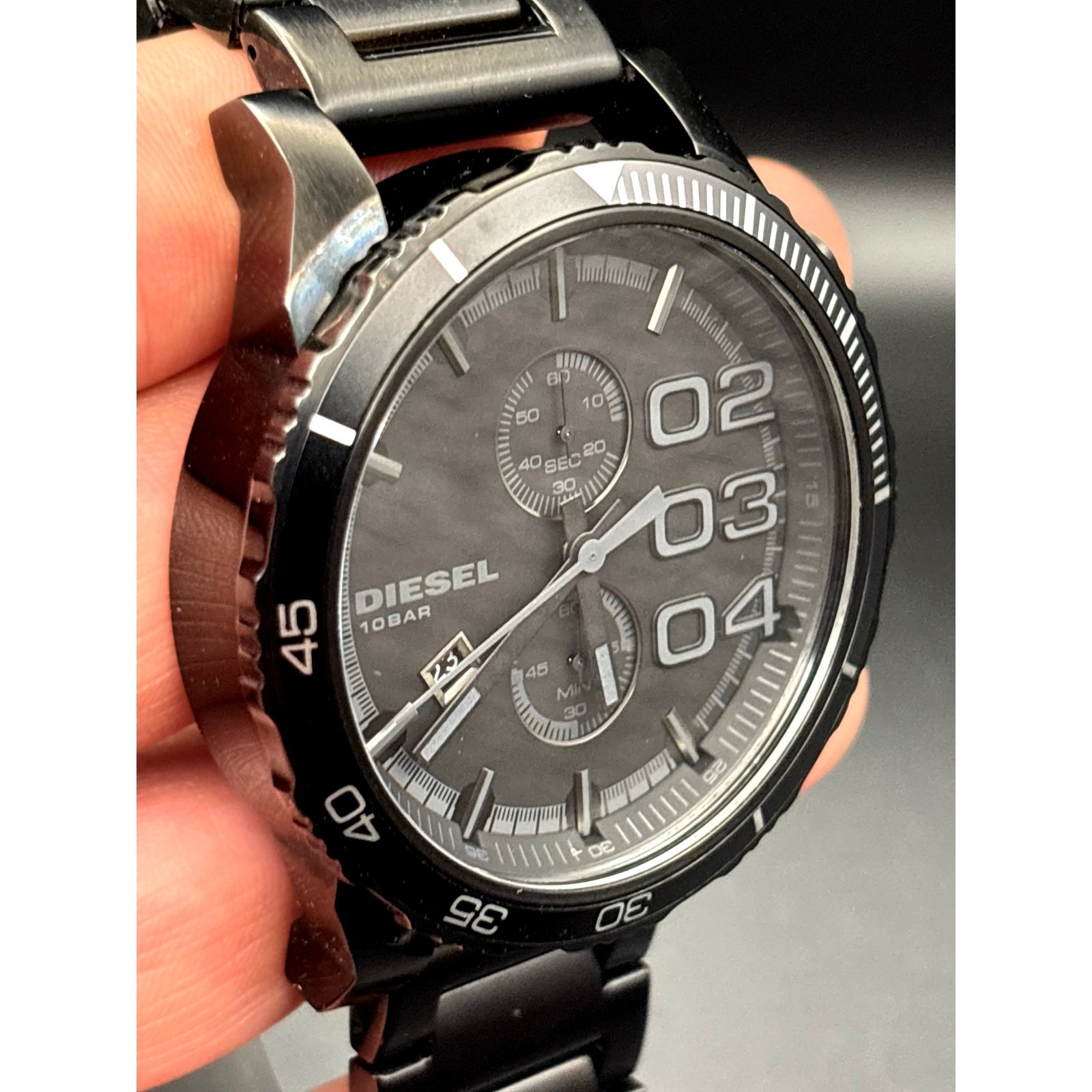 Diesel DZ4326 Men’s Double Down Chronograph Black Stainless Steel Watch NWOT