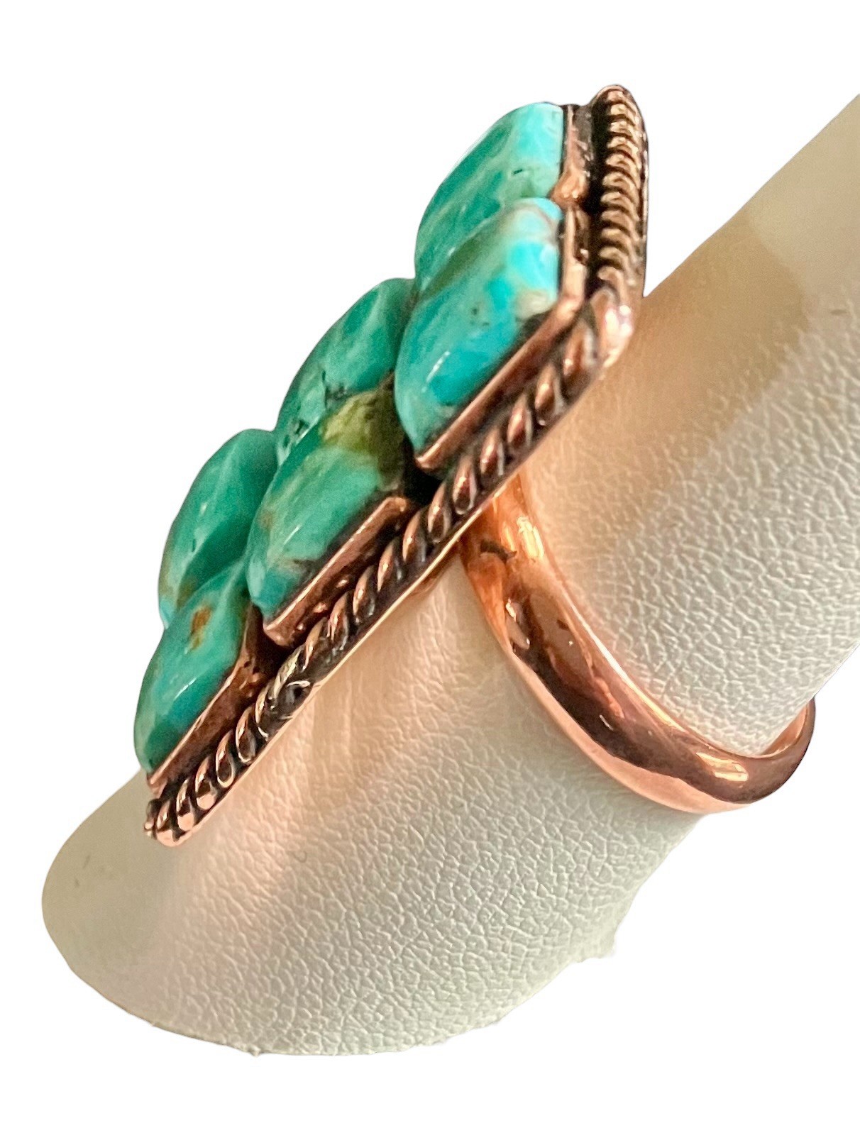 Southwest Boho Copper Kingman Mojave Turquoise Cluster Ring Adj 8 9 10 11 12