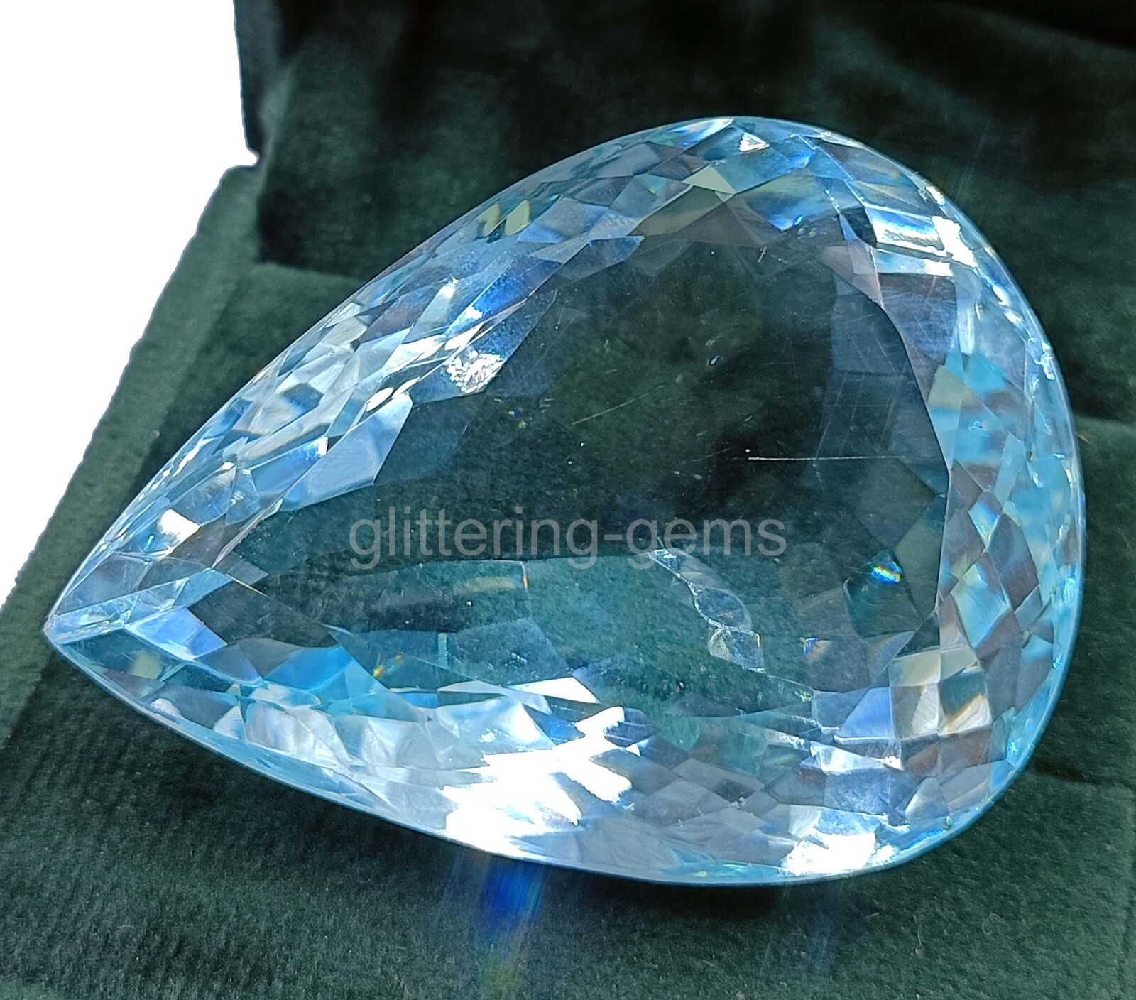 Certified Natural Brazilian 101.60 Ct Blue Pear Cut Topaz Loose Gemstone 5AIS