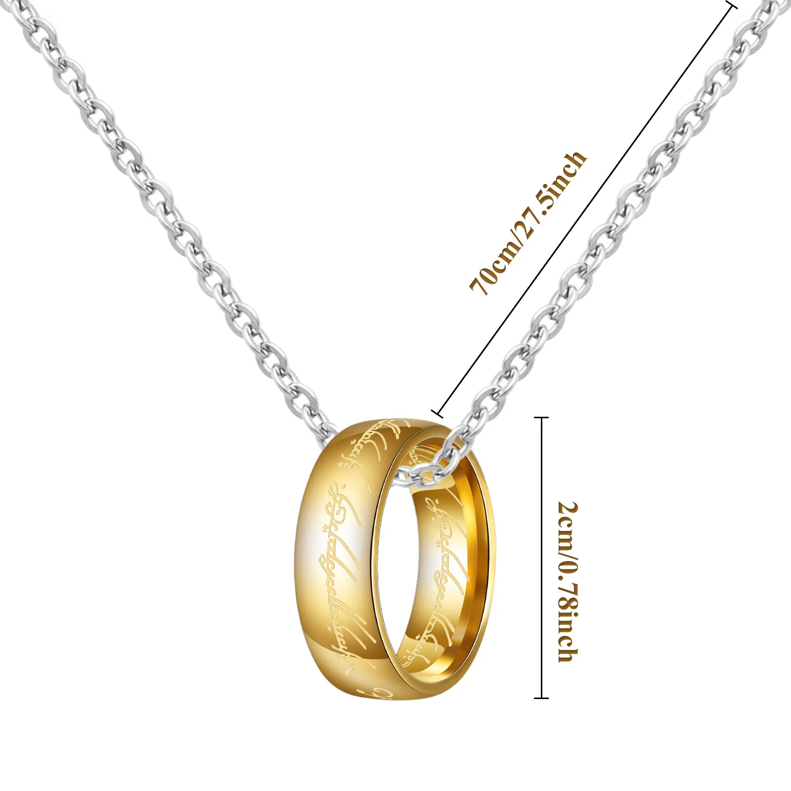 LOTR Gold Plated Lord of the Rings Hobbit Ring Necklace The One Ring of Power