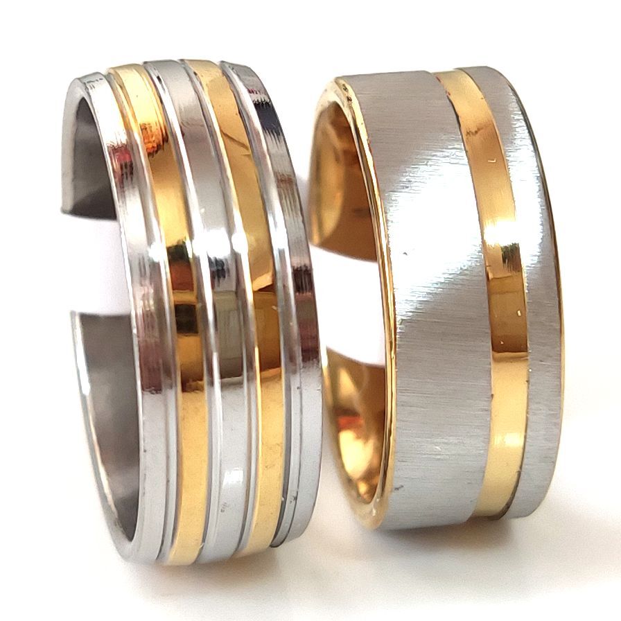 New 30pcs Gold Stripe Line TOP MIX Stainless Steel Rings Party Jewelry Bulk lots