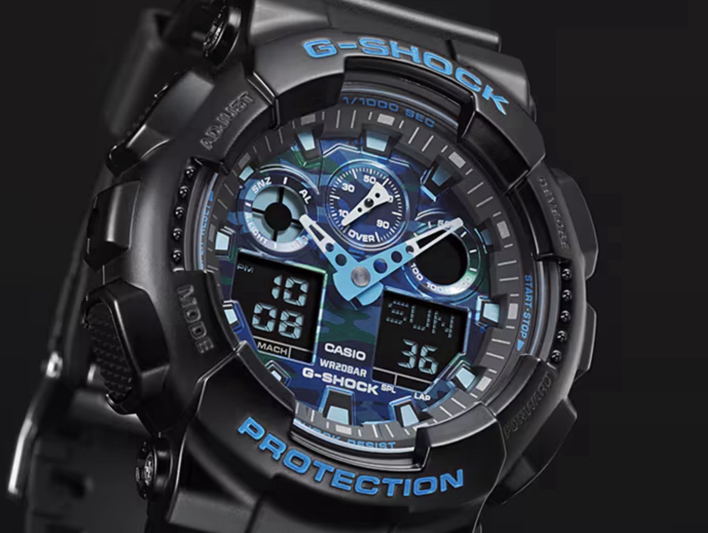 Casio G-SHOCK GA100CB-1A Black/Blue Case with Black Rubber Strap Men’s…