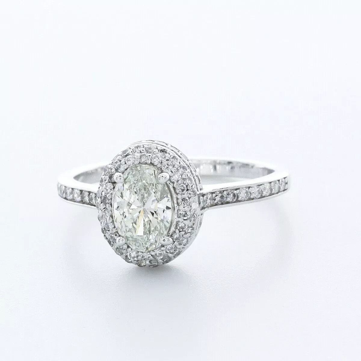 Engagement Ring 14K White Gold Under Halo 1.83 CT Oval Lab-Grown Diamond H VS2