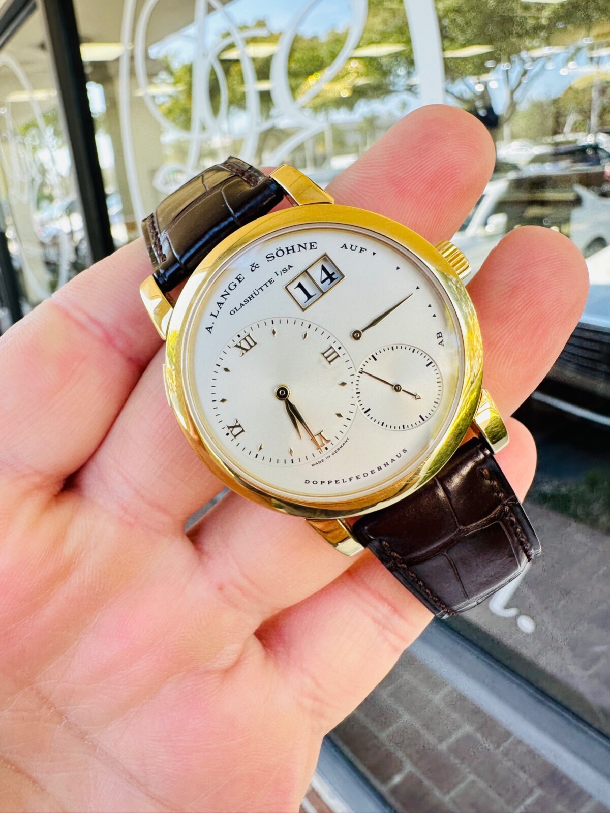 A. Lange & Sohne Lange 1 18K Yellow Gold 101.021 Manual Movement 38.5mm Watch