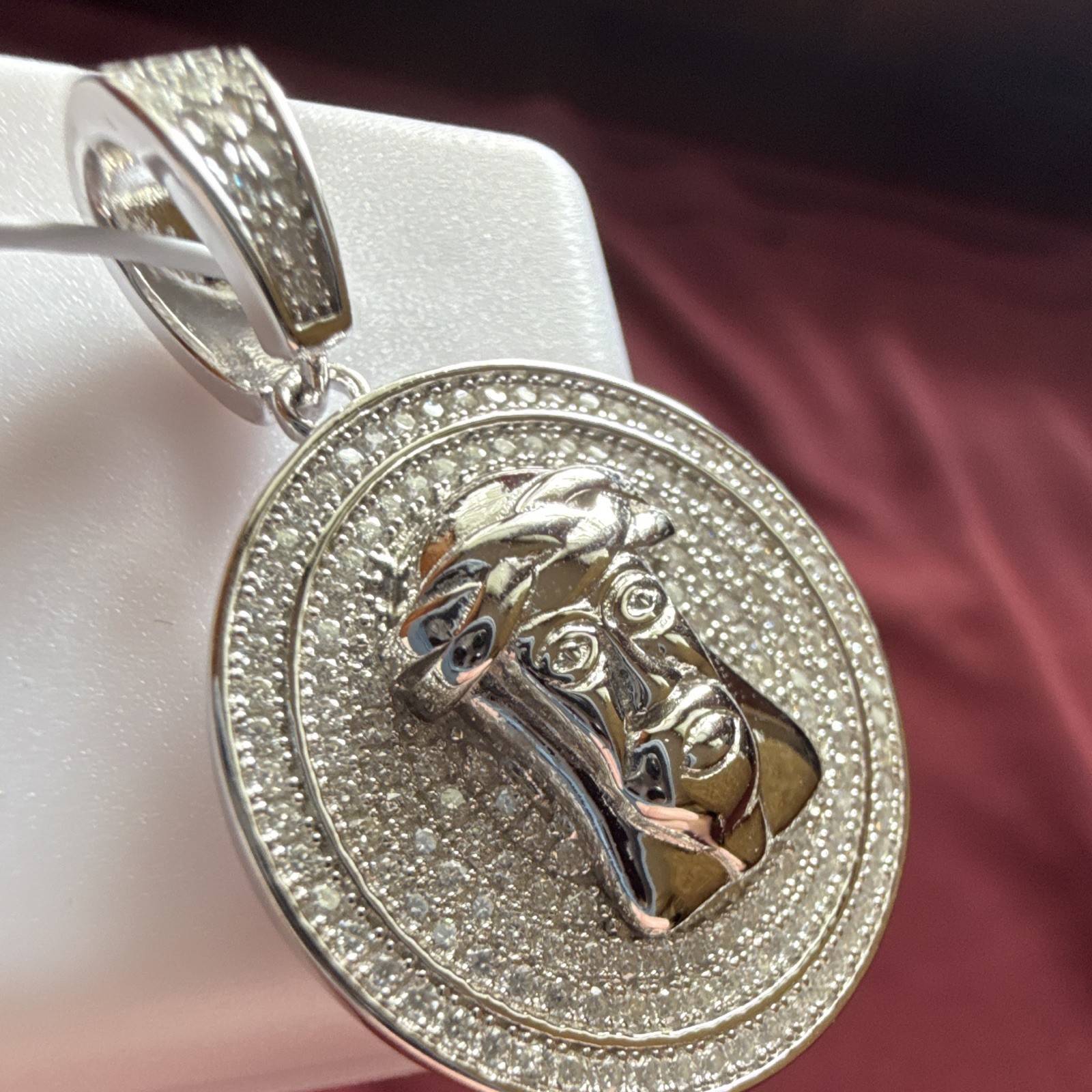 Solid 925 Sterling Silver Iced Out VVS D Moissanite Medium Jesus Piece Pendant
