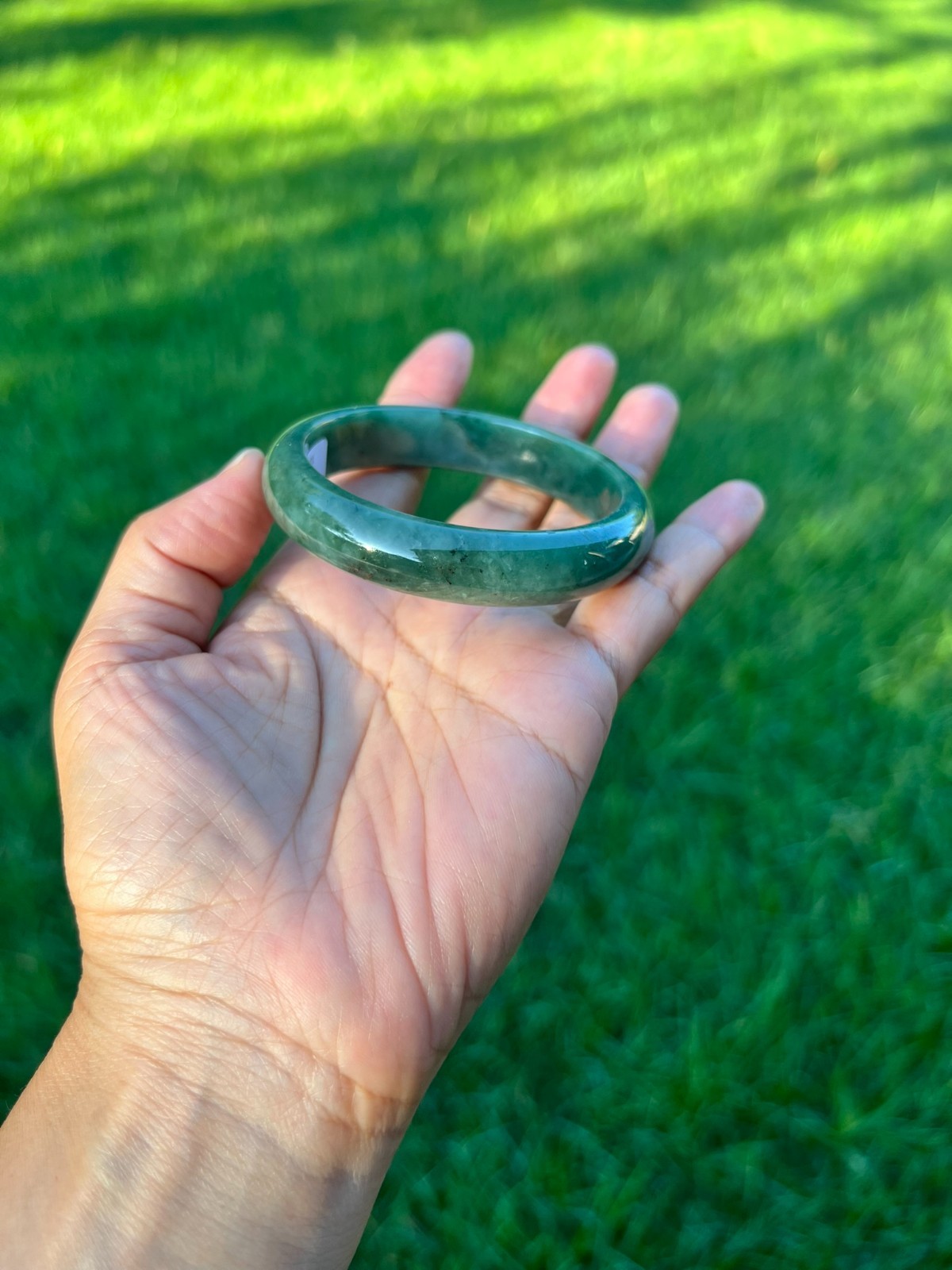 Full Rich Green 100% Natural Grade A Jadeite Jade Bangle Bracelet 56mm H196