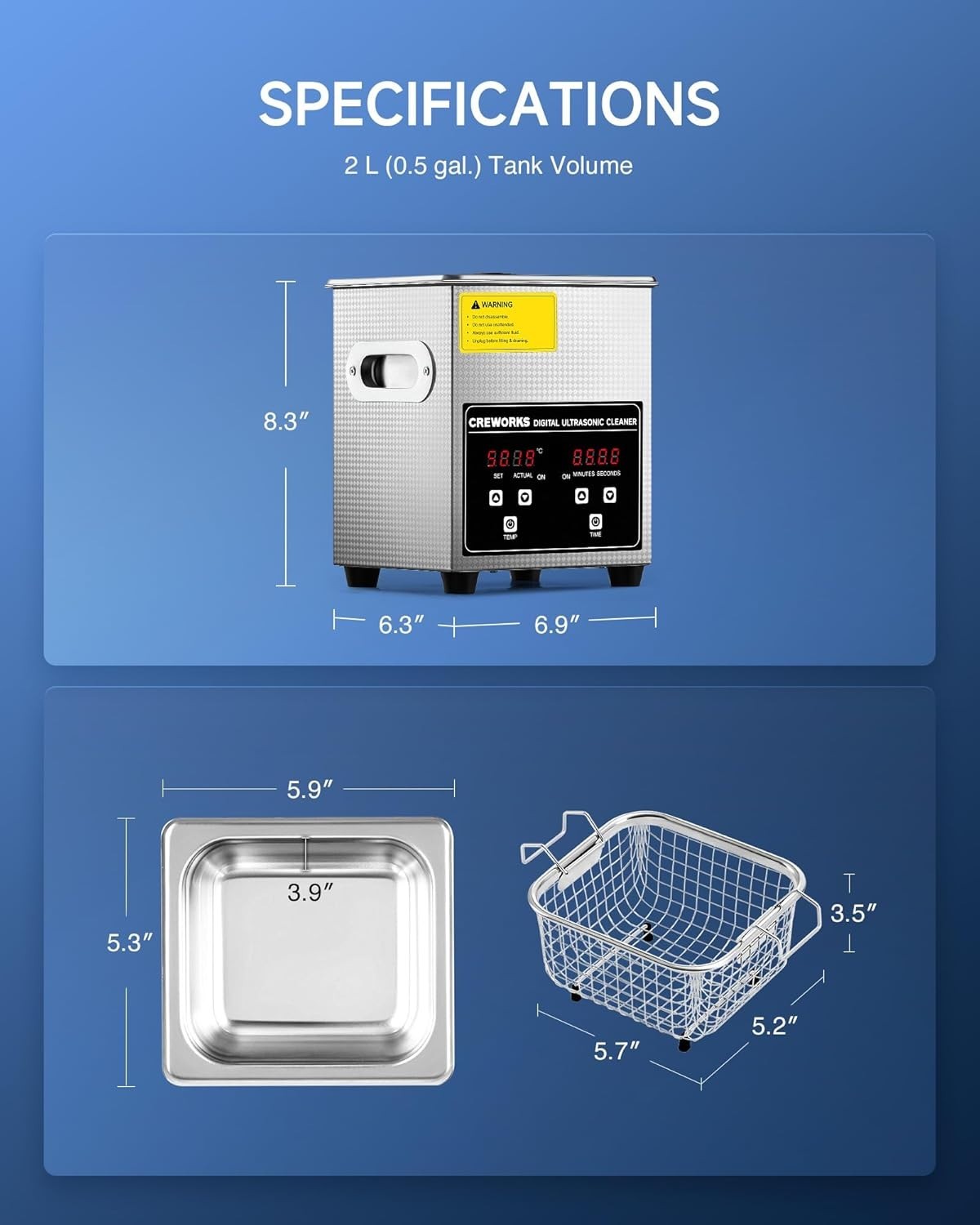 Professional Ultrasonic Cleaning Machine – 2L with Heater & Timer Function