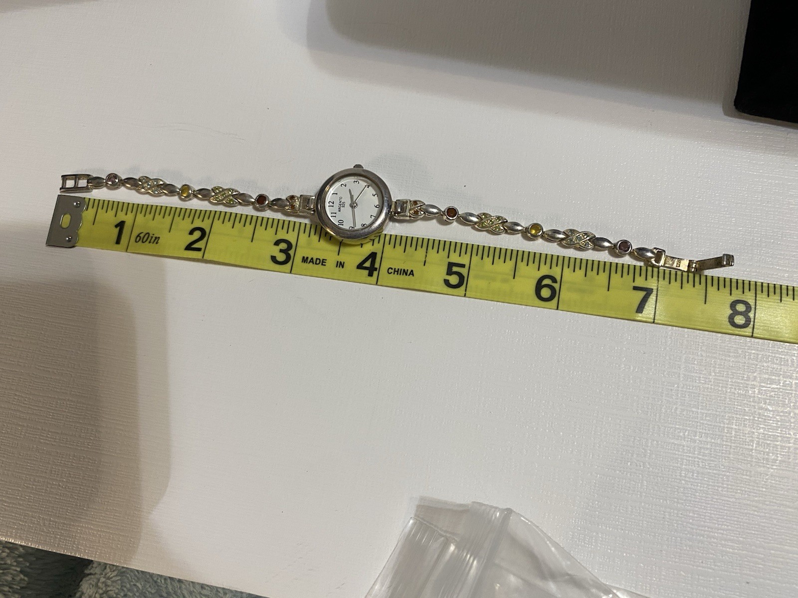 Argento Sterling Silver 925 Watch With Multicolor Crystals With New Battery