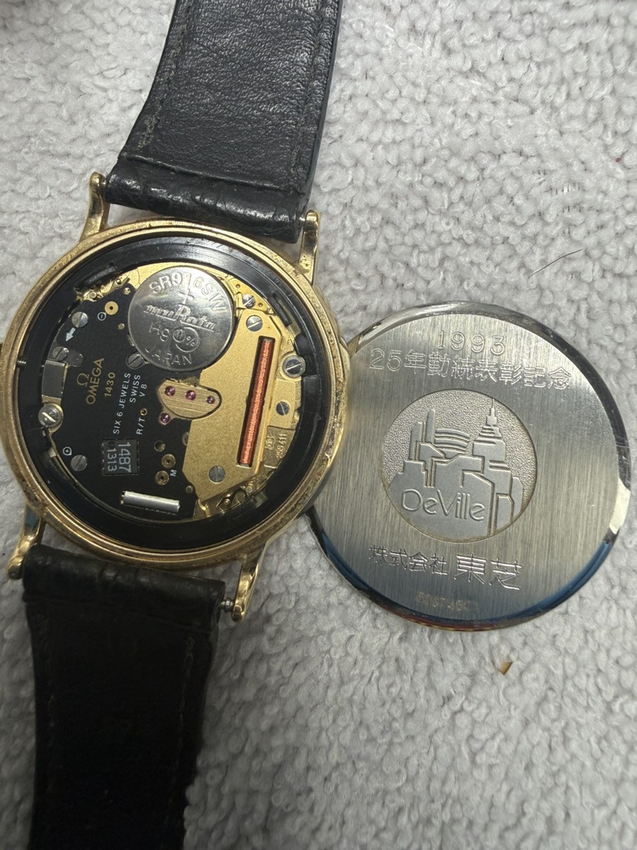 1991 Near MINT OMEGA De Ville 196.0312.1 Gold Dial Date 33mm Quartz Men’s Watch