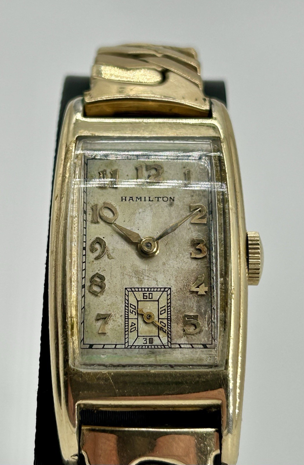 Vintage Hamilton 980 Art Deco 17J 10K Gold Filled Men’s Tank Watch Runs Original