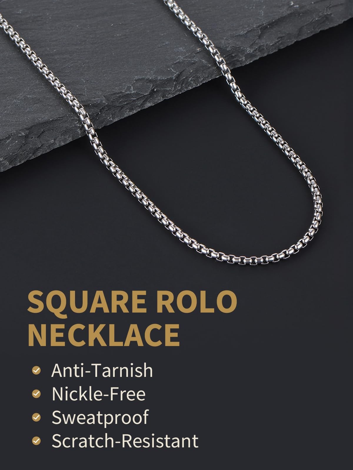 Stainless Steel Rolo Chain Necklace for Men & , 2mm Silver Round Necklace for…