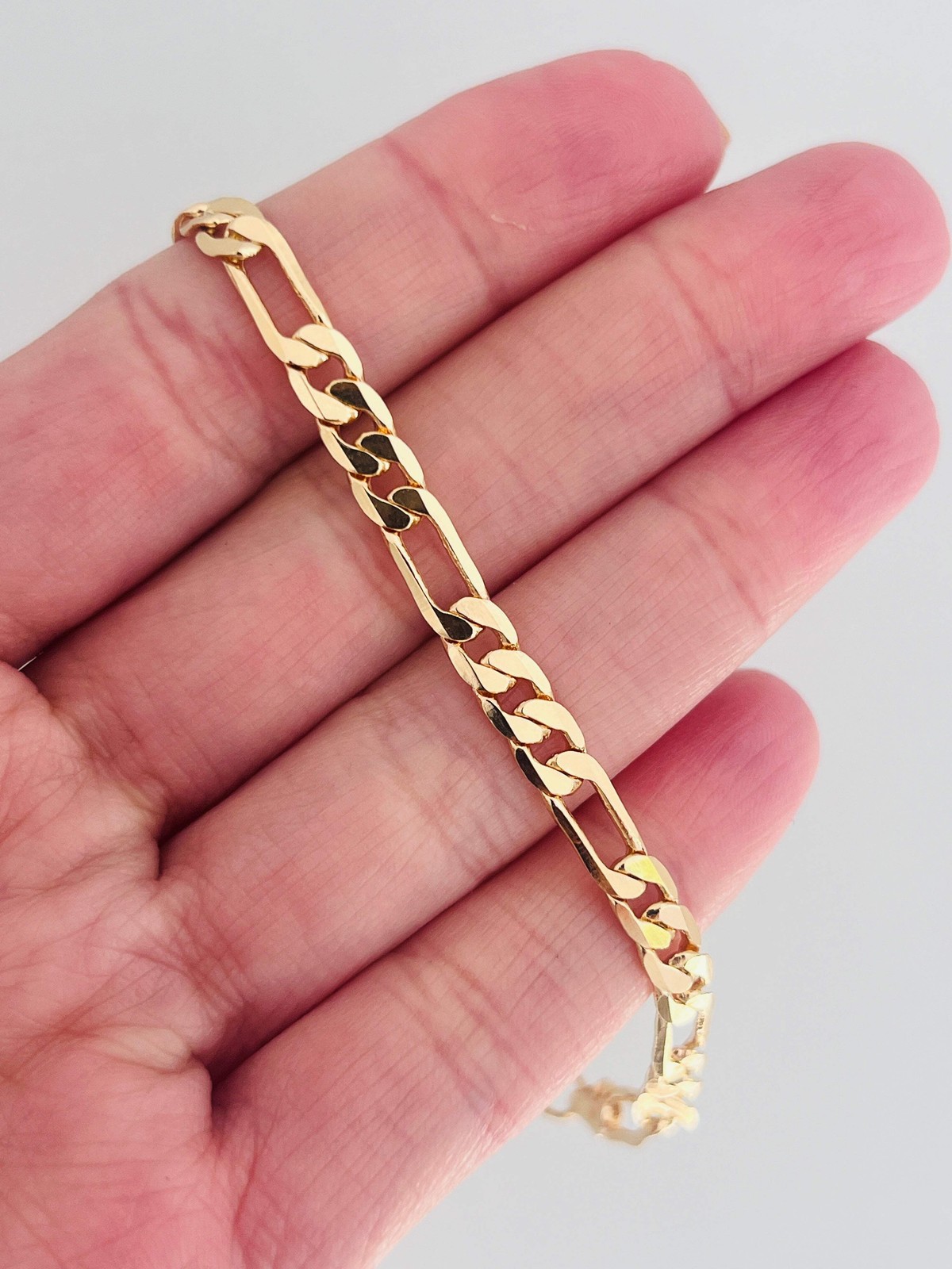 Gold Filled 4mm Flat Figaro Bracelet | Gold Link Chain for Everyday Wear