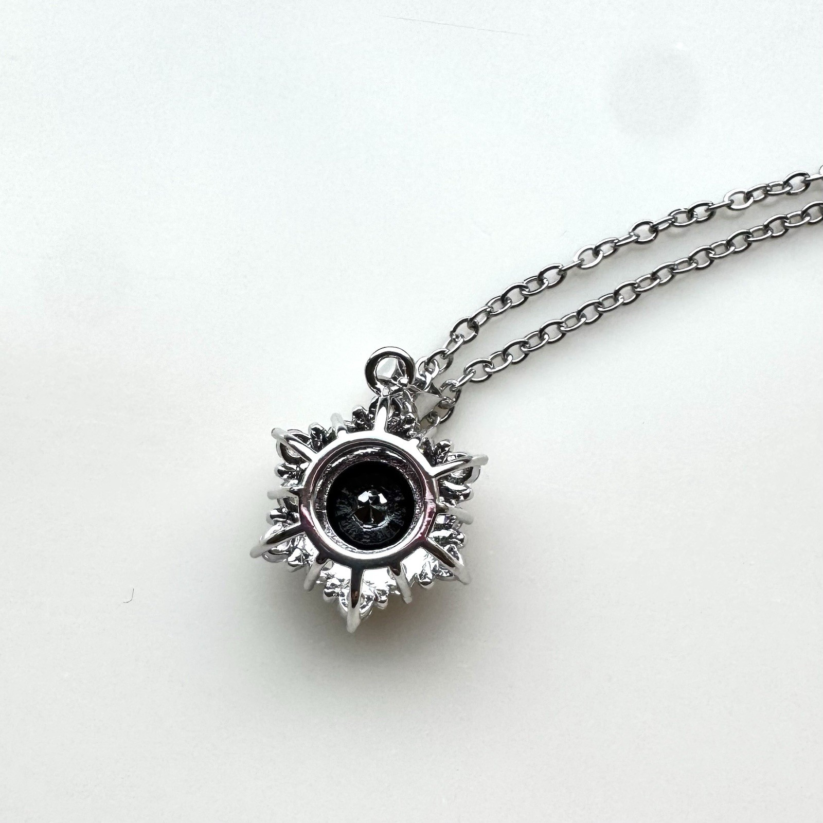 18 in 2 ct Black Moissanite Necklace w/ CZ Halo, Gold Plated Over Brass
