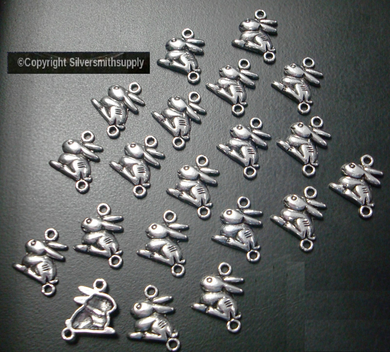 Bunny RABBIT links charms silver plated zinc findings earrings 17mm CFP035