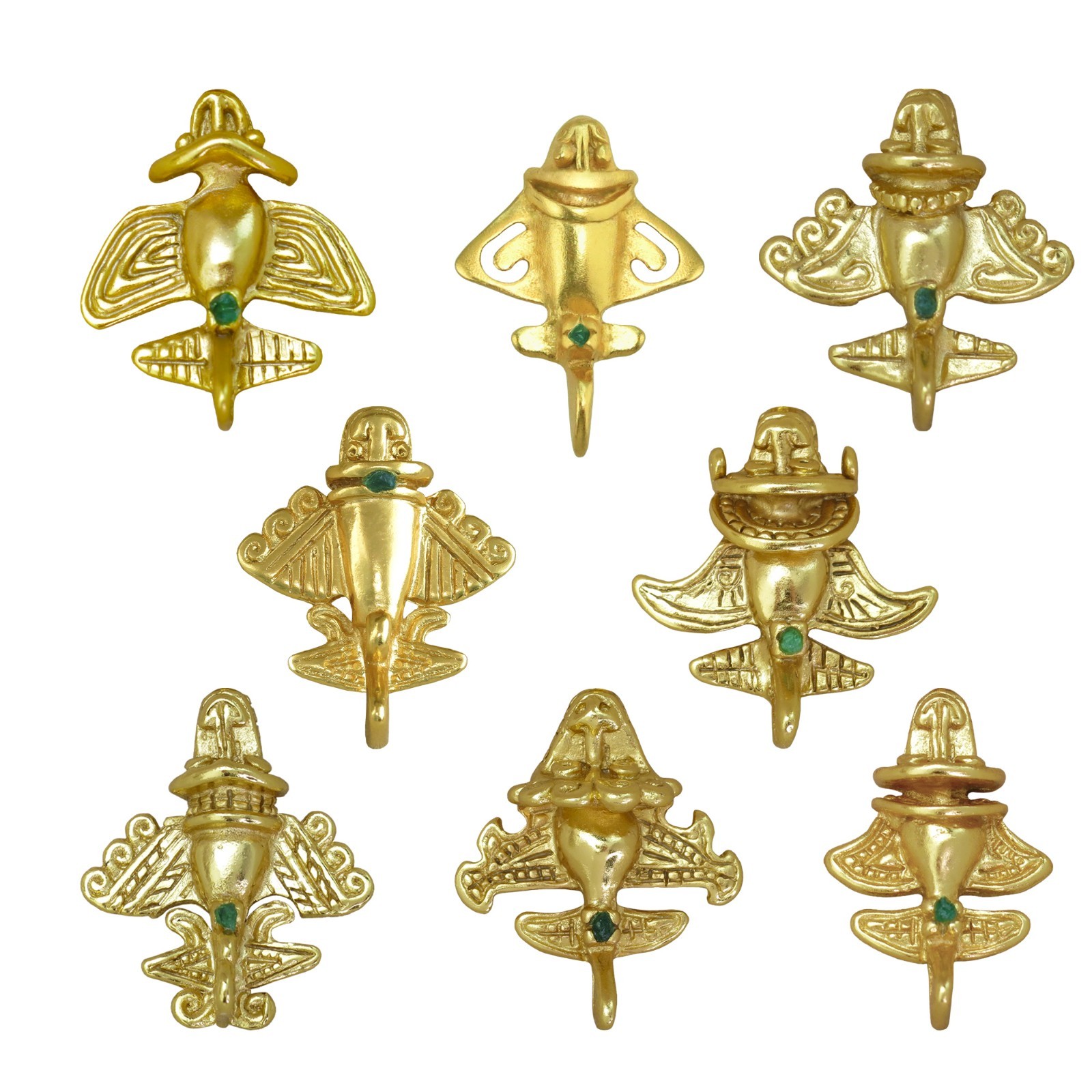 24k GP Quimbaya Flyer 8 Pins with Emerald Collectible Bundle | Across The Puddle