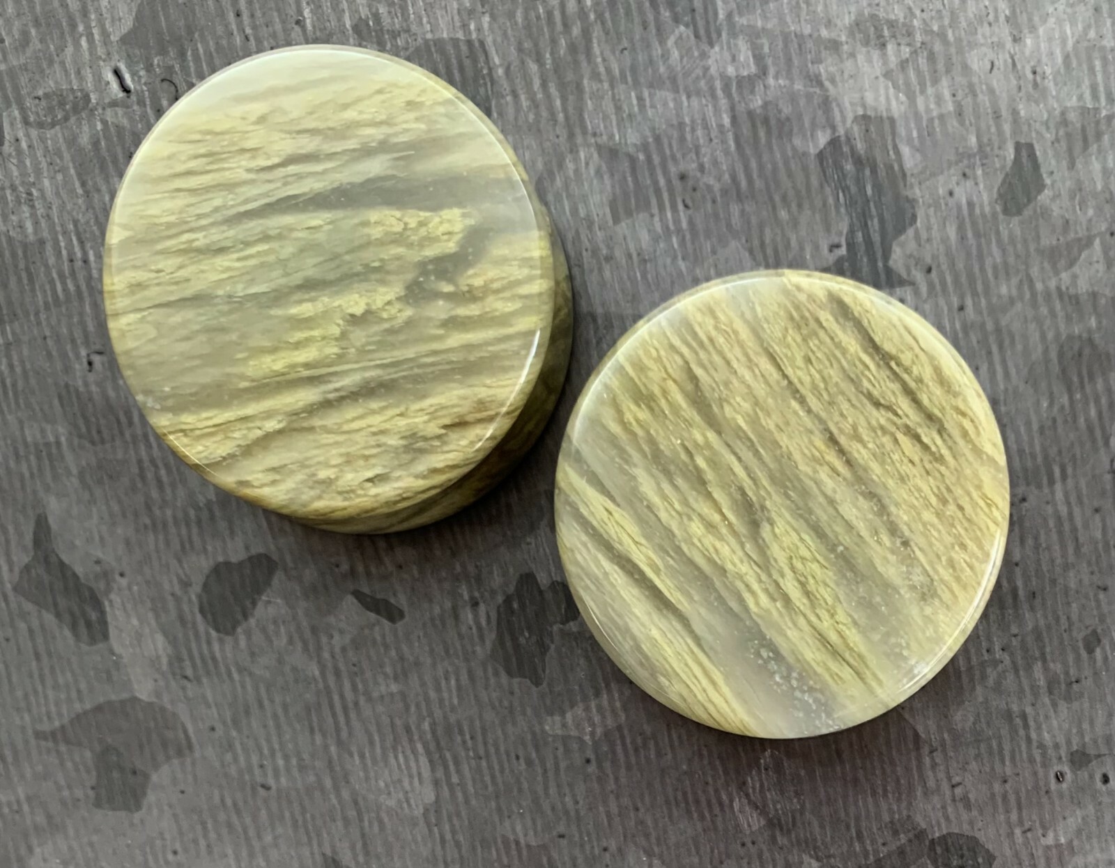 PAIR Green Jasper Stone Double Flare Plugs Organic Earlets Gauges