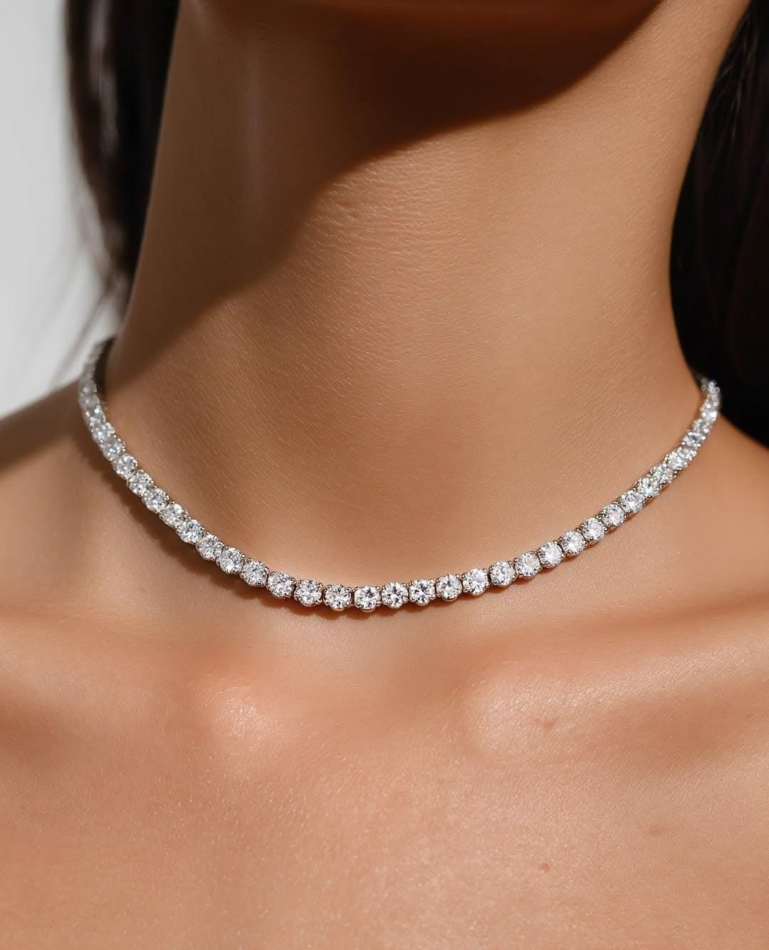20Ct Round Cut Lab Created Diamond Women’s Tennis Necklace 18k White Gold Plated
