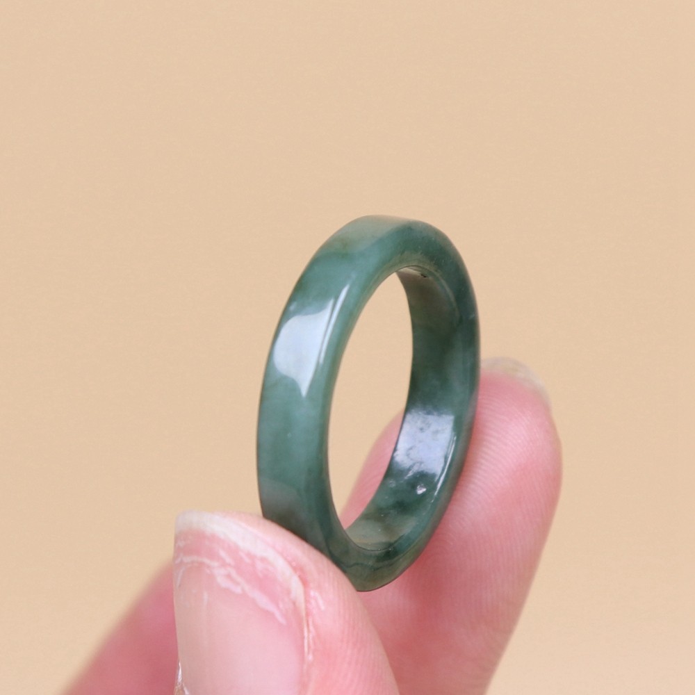 Certified Green 100% Natural A Jade jadeite φ 18.1 mm Ring US 8 # 33496A 戒指