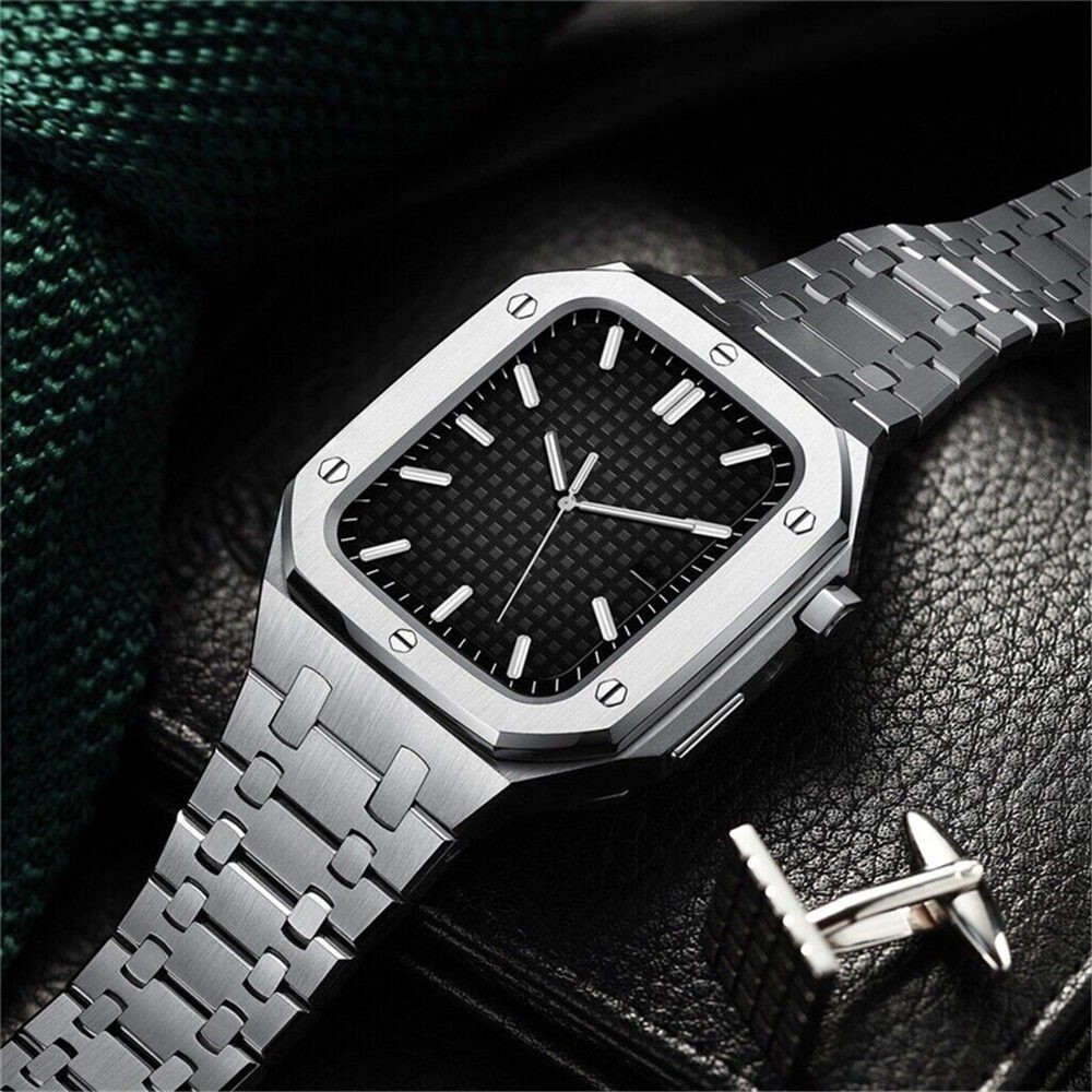 For Apple Watch Series 10 Stainless Steel AP Mod Kit Case Band Strap Cover 46mm