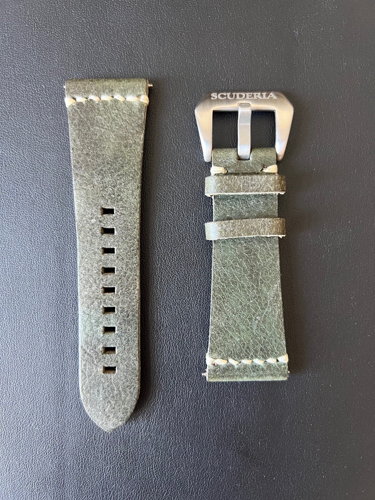 CT SCUDERIA 26/20mm Print Green Leather Watch Strap -033