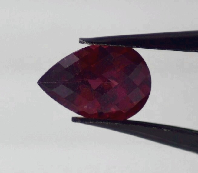 RUBELLITE TOURMALINE 10.00 x 7.00 MM PEAR CUT CHECKERBOARD TOP F-161