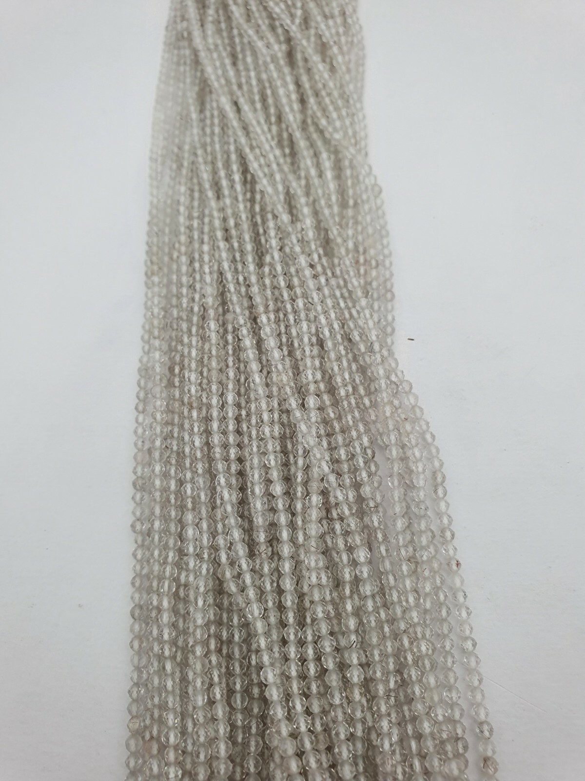 Natural Crystal Quartz Roundelle Faceted Beads Strand 2.40 MM 13 Inch.