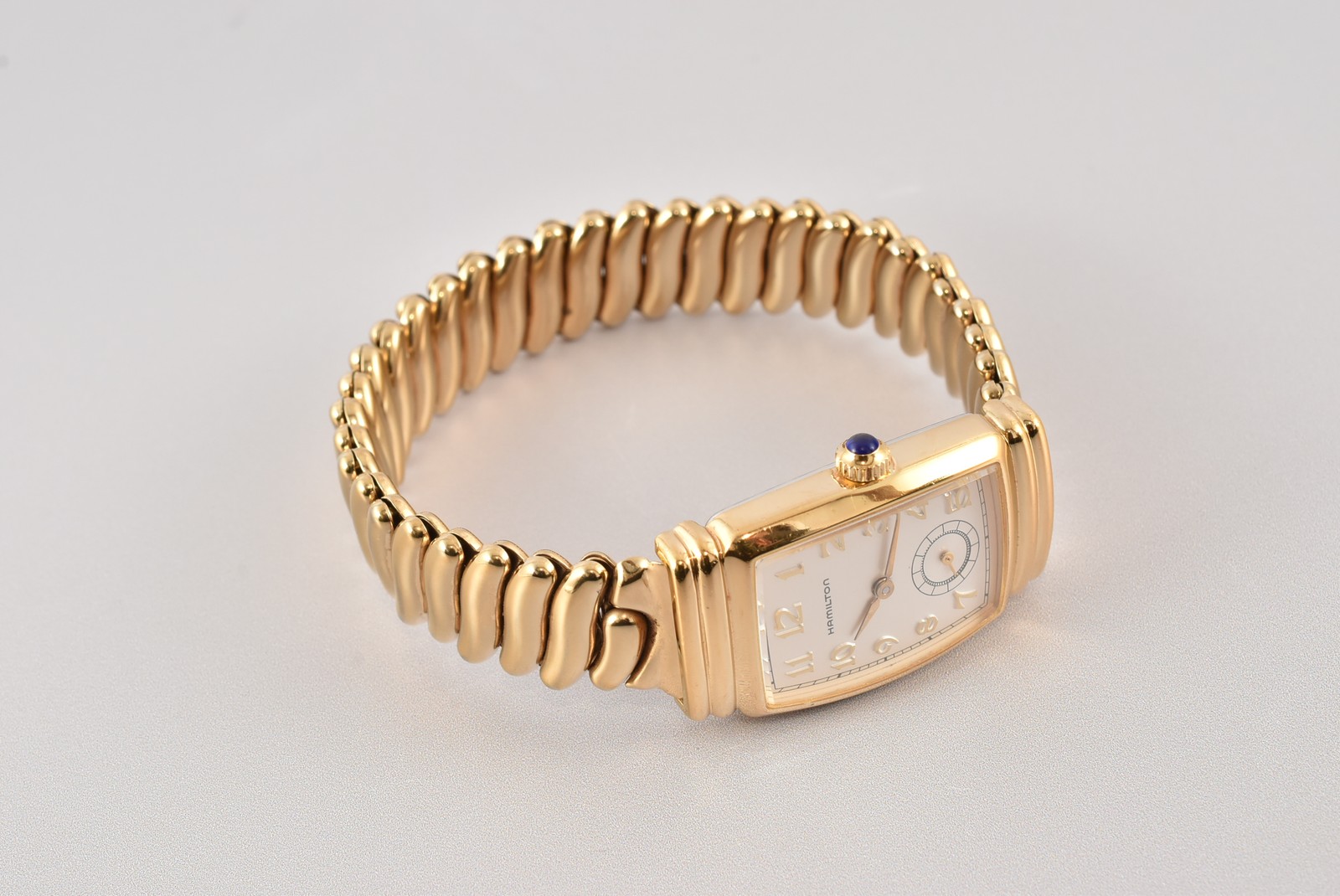 N MINT Hamilton 6248 Tonneau Vintage Watch Gold Dial Small Second Ladies Women