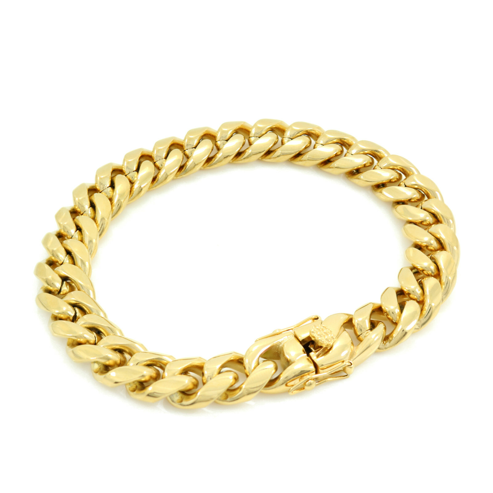 9inch Long Solid 18K Gold Plated 6mm-18mm Miami Cuban Curb Link Chain Bracelet