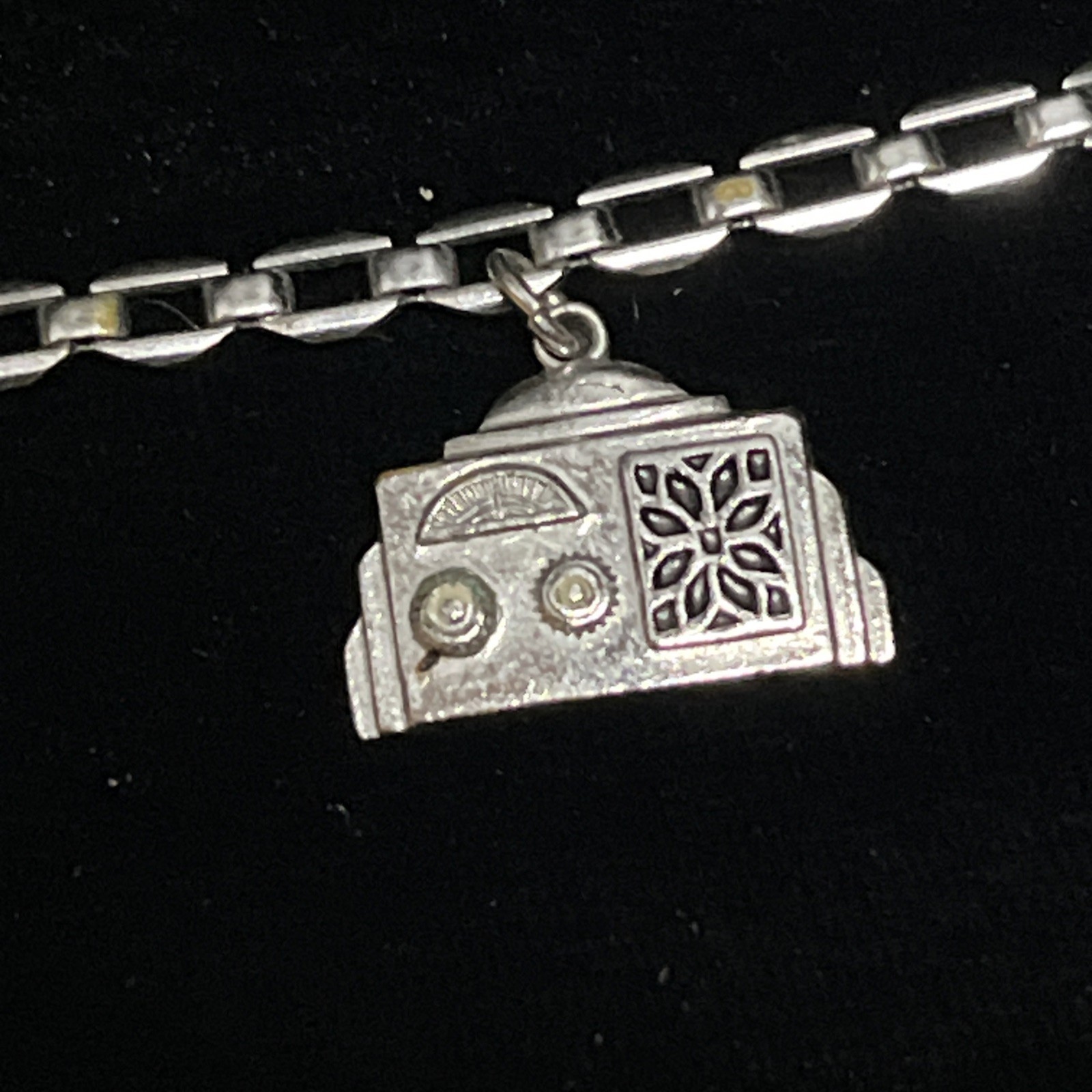 Silver Tone Drama Comedy Radio Music Themed Charm Bracelet Six Charms Vintage