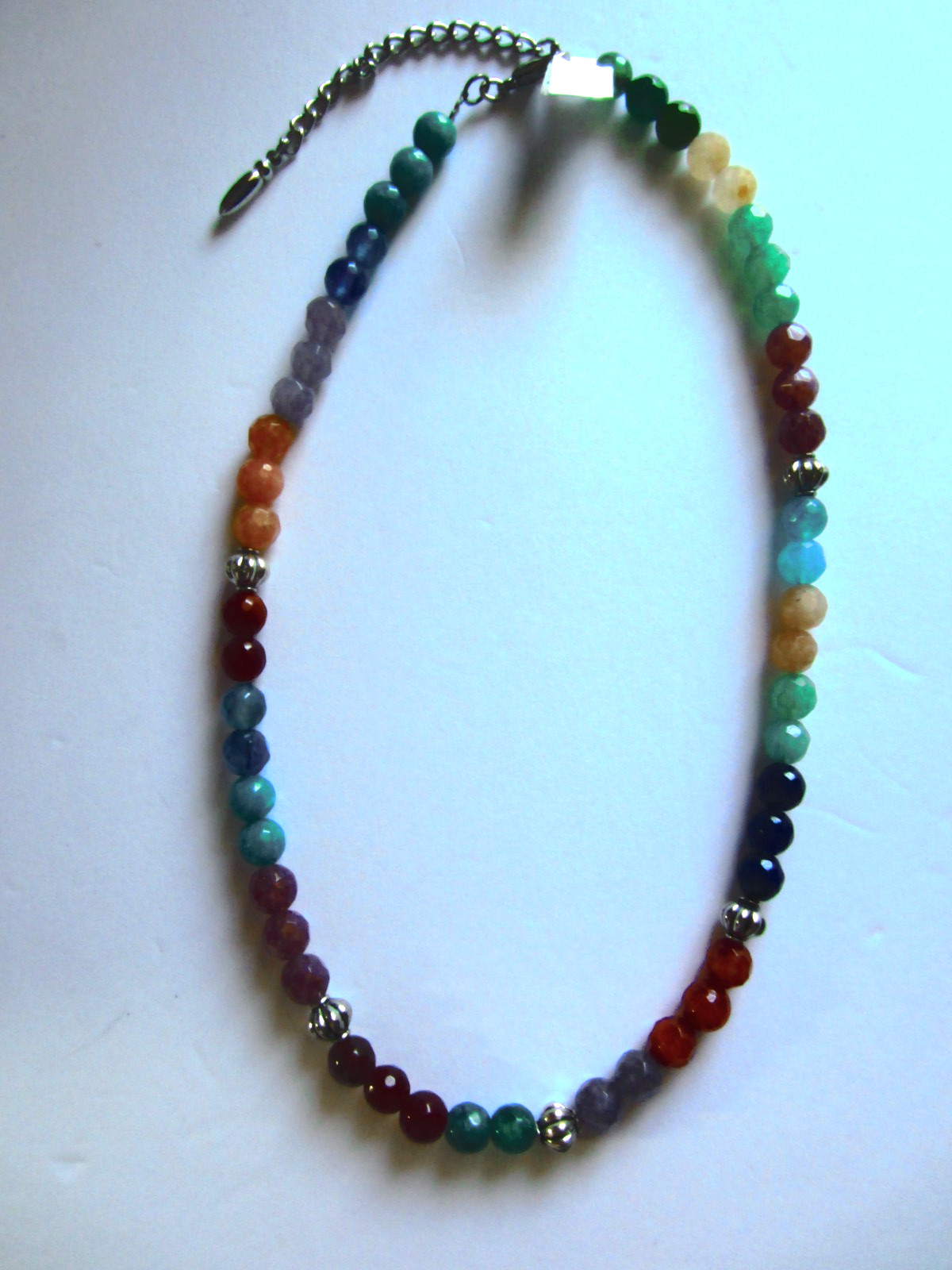 OOAK Multi-colored Faceted Jade Beaded Necklace 18.25″-21″