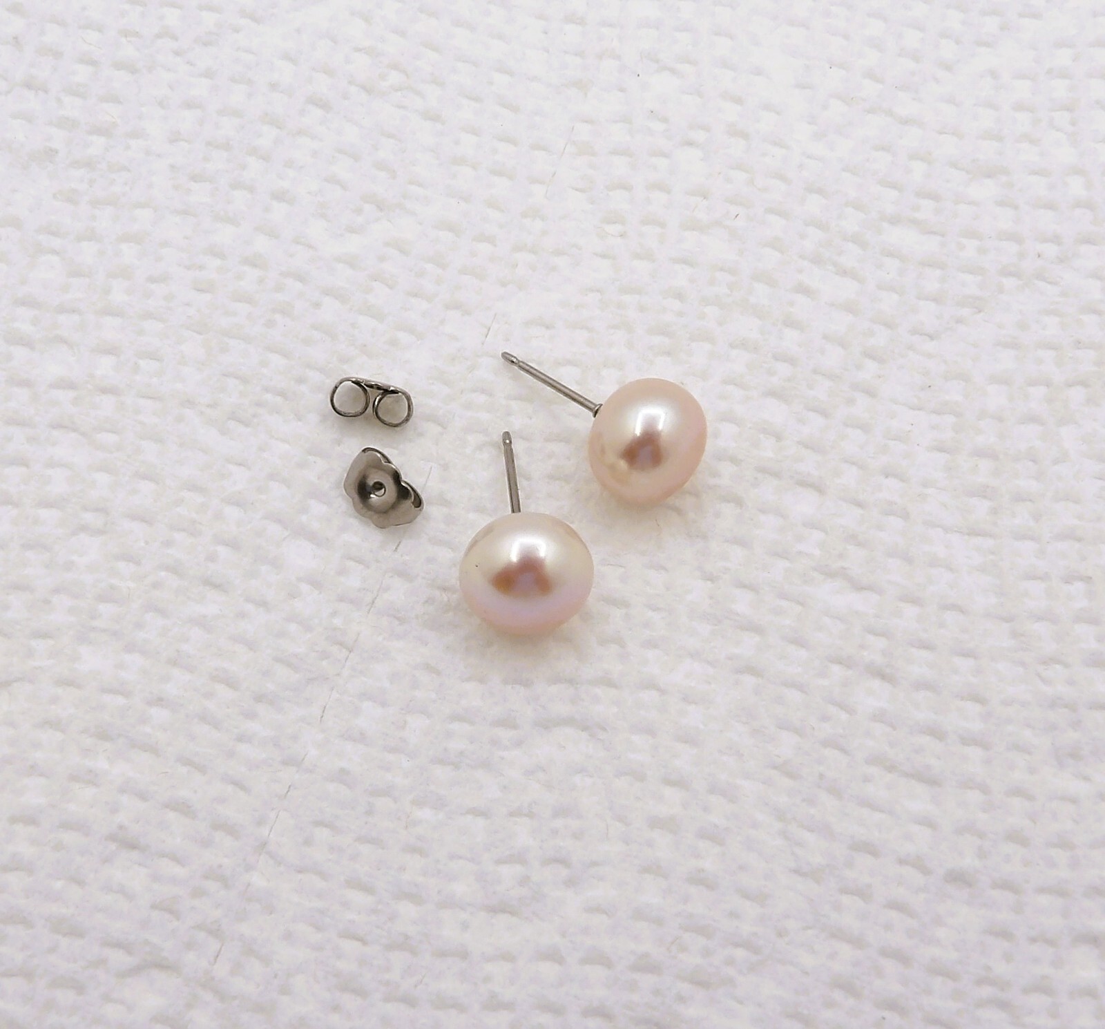 9.7 MM ONE PAIR Natural Pastel Button Genuine Freshwater Pearl Earrings ER036#3