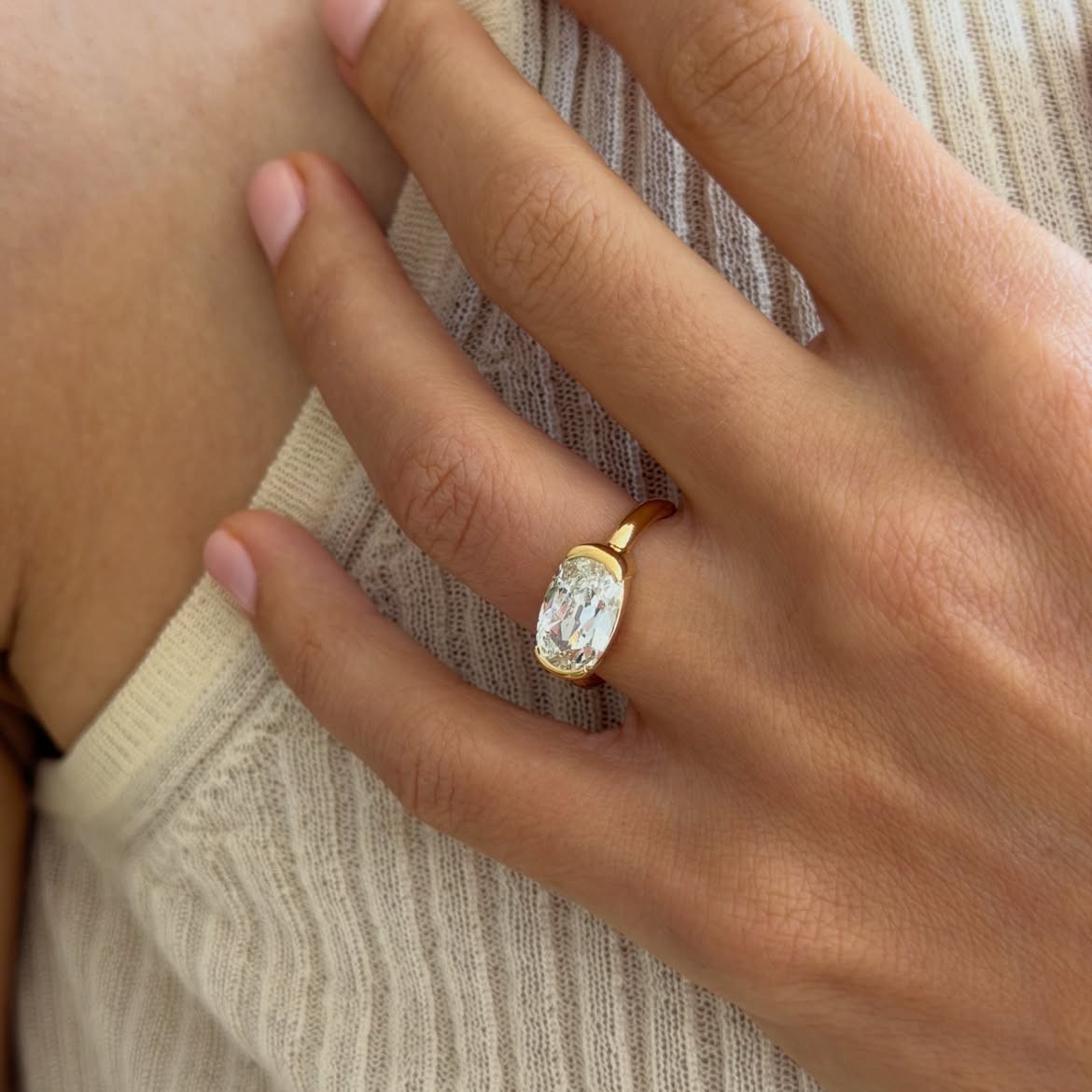 2.00 Ct Elegant Oval Cut Lab Grown Diamond E/VS1 Ring in Solid 14K Yellow Gold
