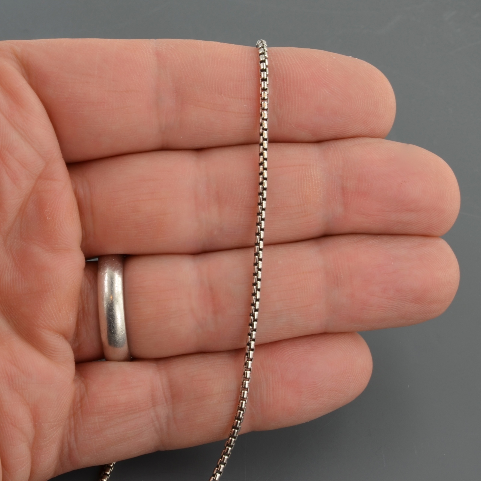 OXIDIZED STERLING SILVER 1.8mm SOLID ROUND BOX CHAIN 18″,20″ or 24 inch