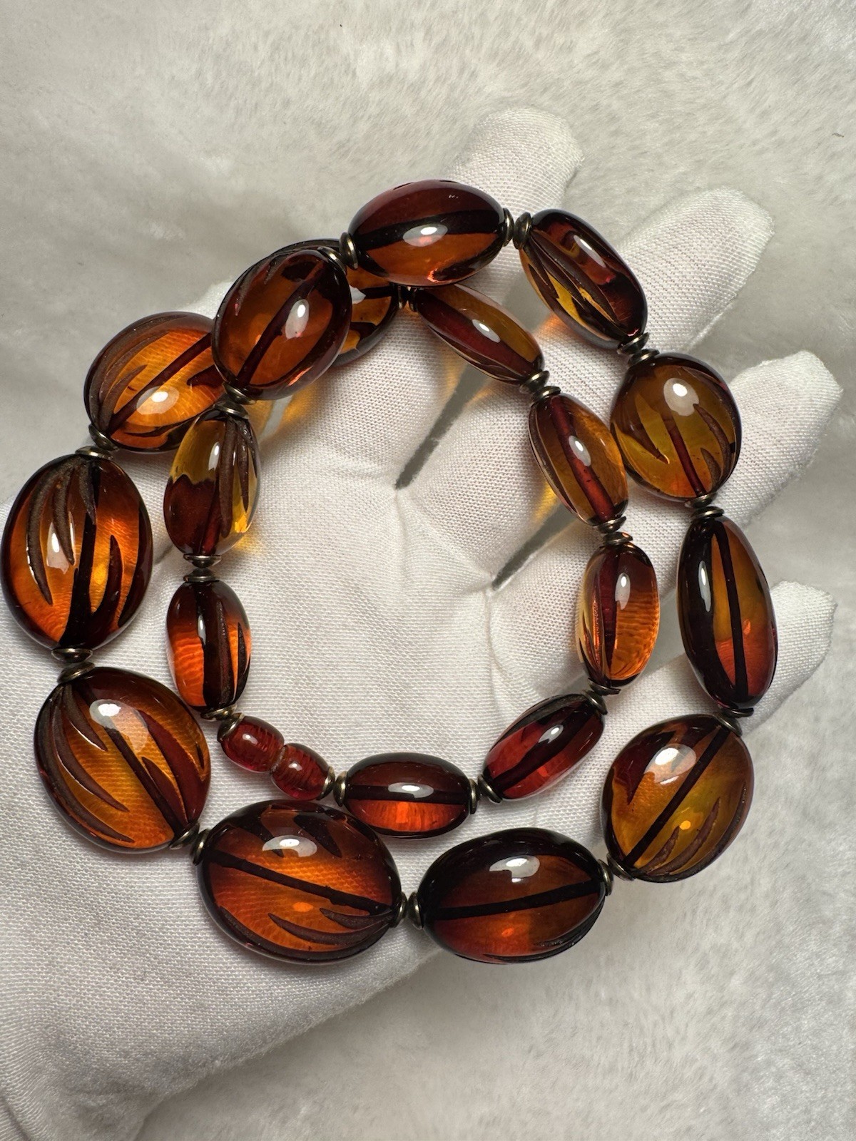 Natural Baltic Amber Bead Necklace – Large Polished Cognac Beads 56.37g 51cm