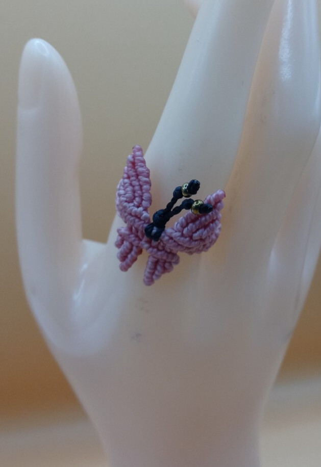 Women’s Ring Woven Macramé Thread Butterfly Design