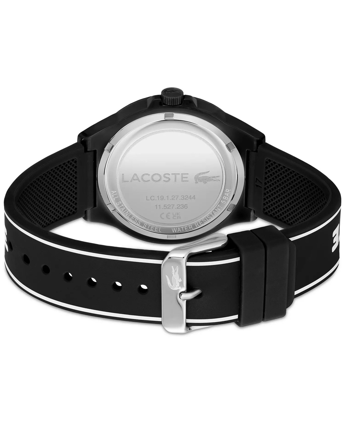 Lacoste 2011185 NeoCroc Men’s Iconic Quartz Unisex Watch 42mm, Black/White