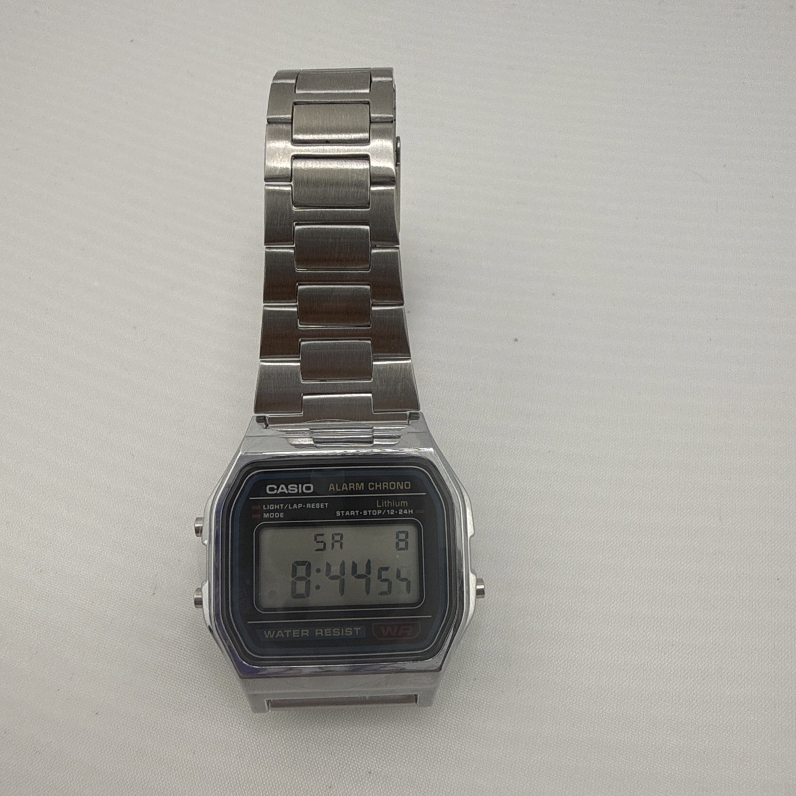 Casio A158WA-1, 7 Year Battery Classic Chronograph Watch, Alarm, Date, NEW