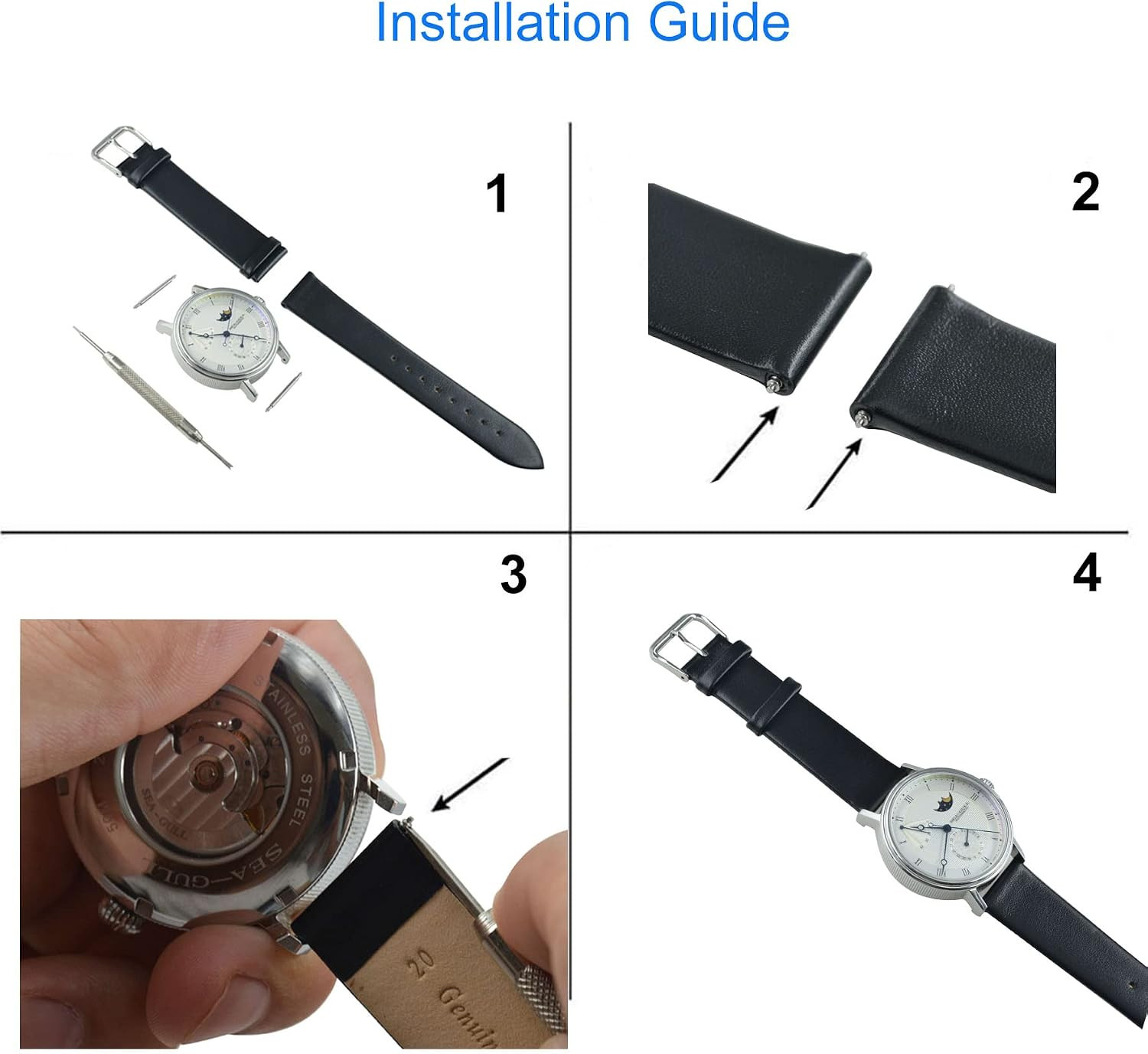 Leather Watch Band Replacement (6 7 8 10 12 13 14 15 16 17 18 19 20 22 24Mm)