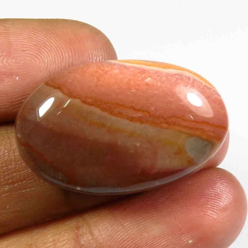 Natural Brown Polygram Gemstone 28x17mm Jasper Oval Shape Cabochon 25 Cts PG-118