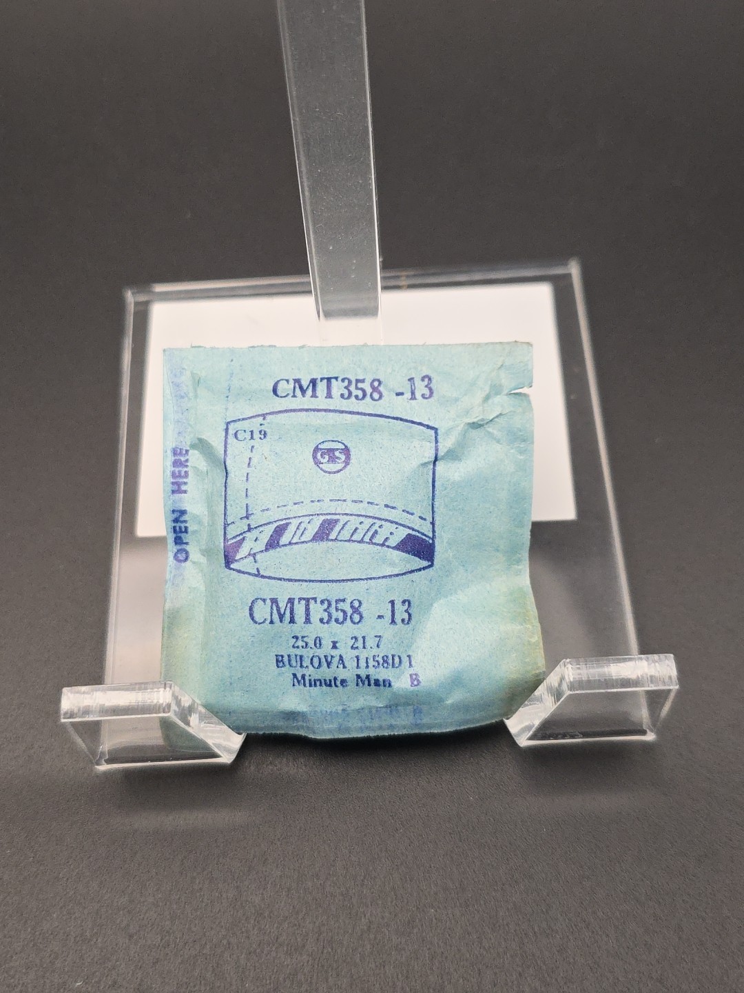 G-S Watch Crystal CMT358-13 Bulova 1158D 1 Minute Man B 25.0X21.7