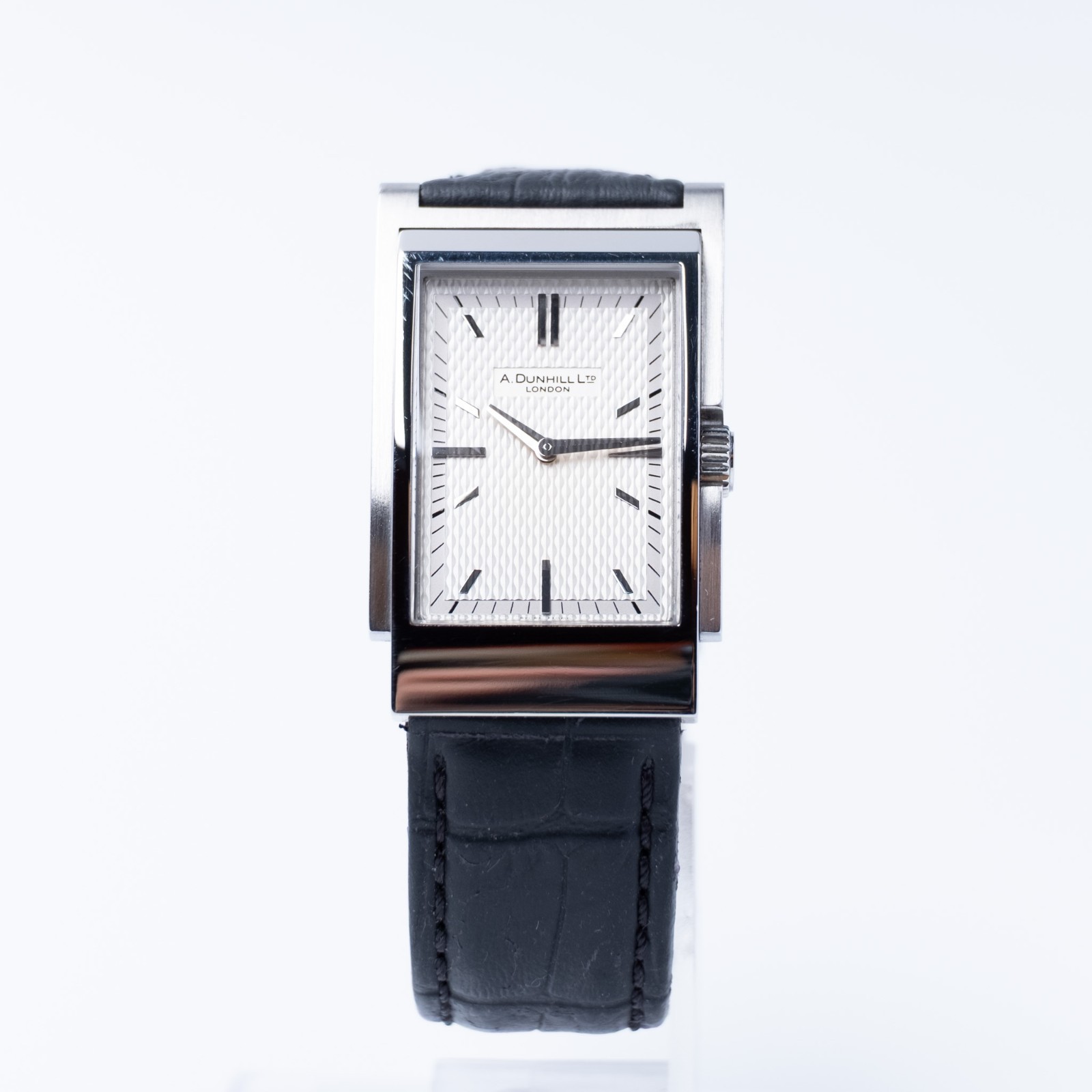 [EXC+5] DUNHILL Wafer 8035 Silver White Dial 26mm Tank Quartz Men’s Watch