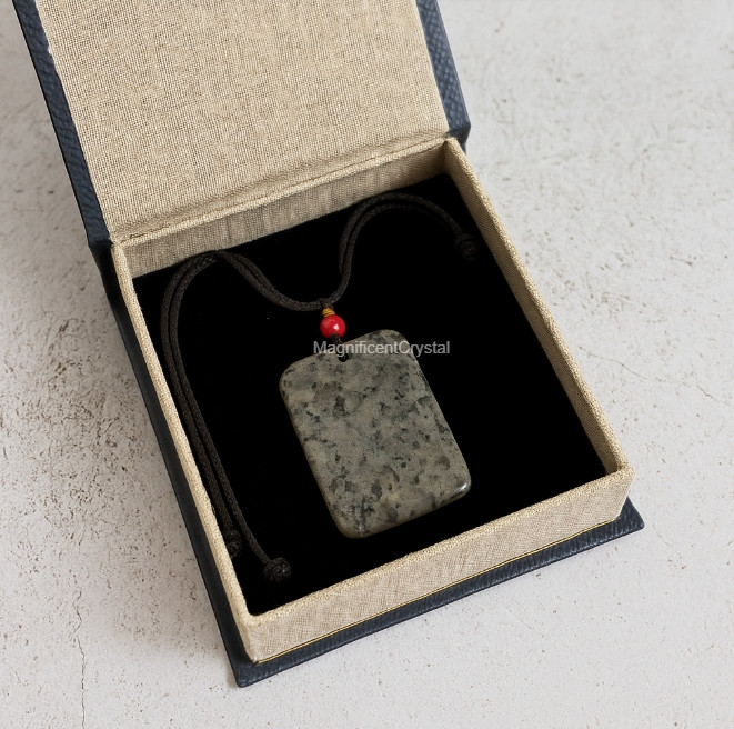Yooperlite Rectangle Pendant Necklace UV Reactive Stone Jewelry Party Glow Gifts